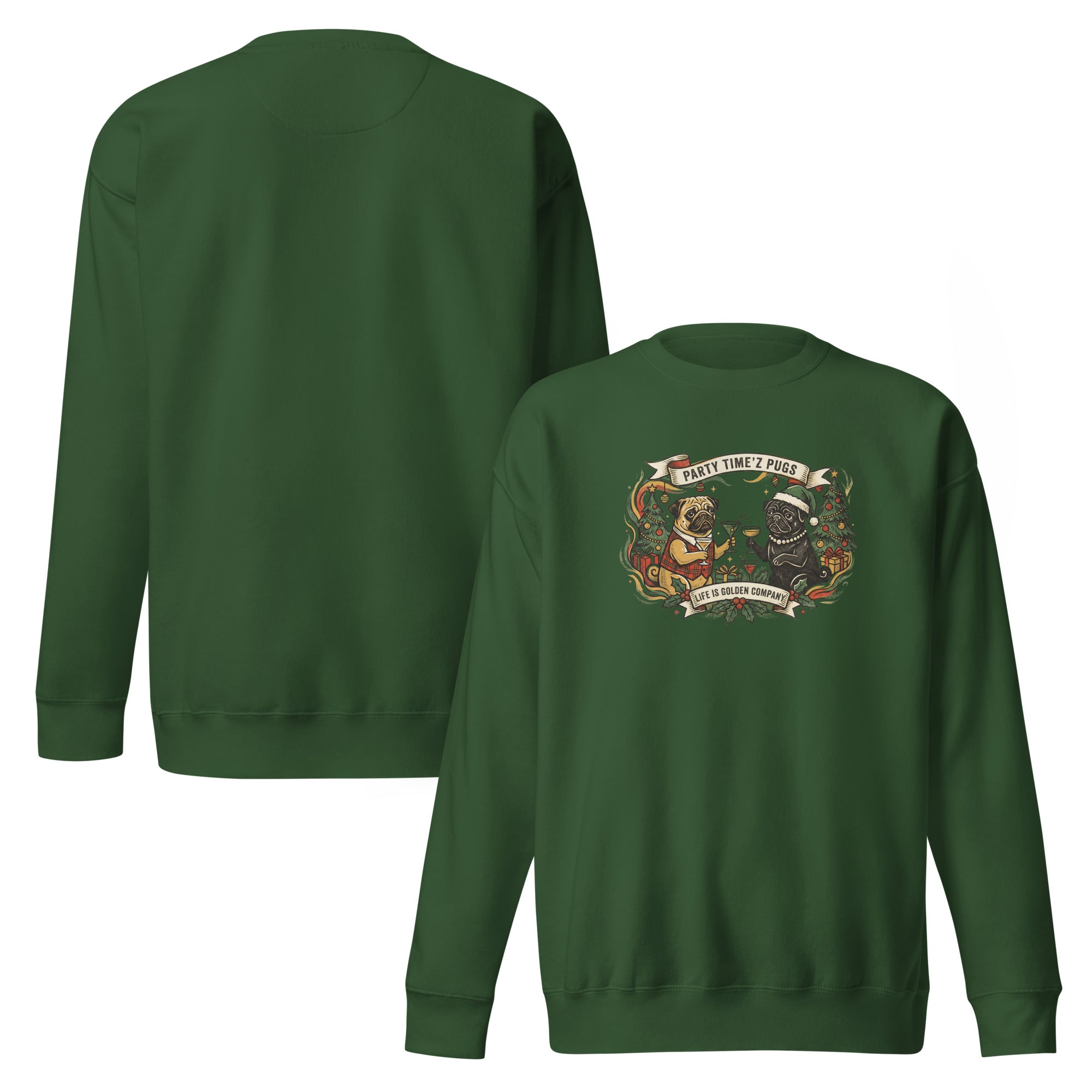 Party Time'Z Pugs Holiday Party Unisex Crew Neck