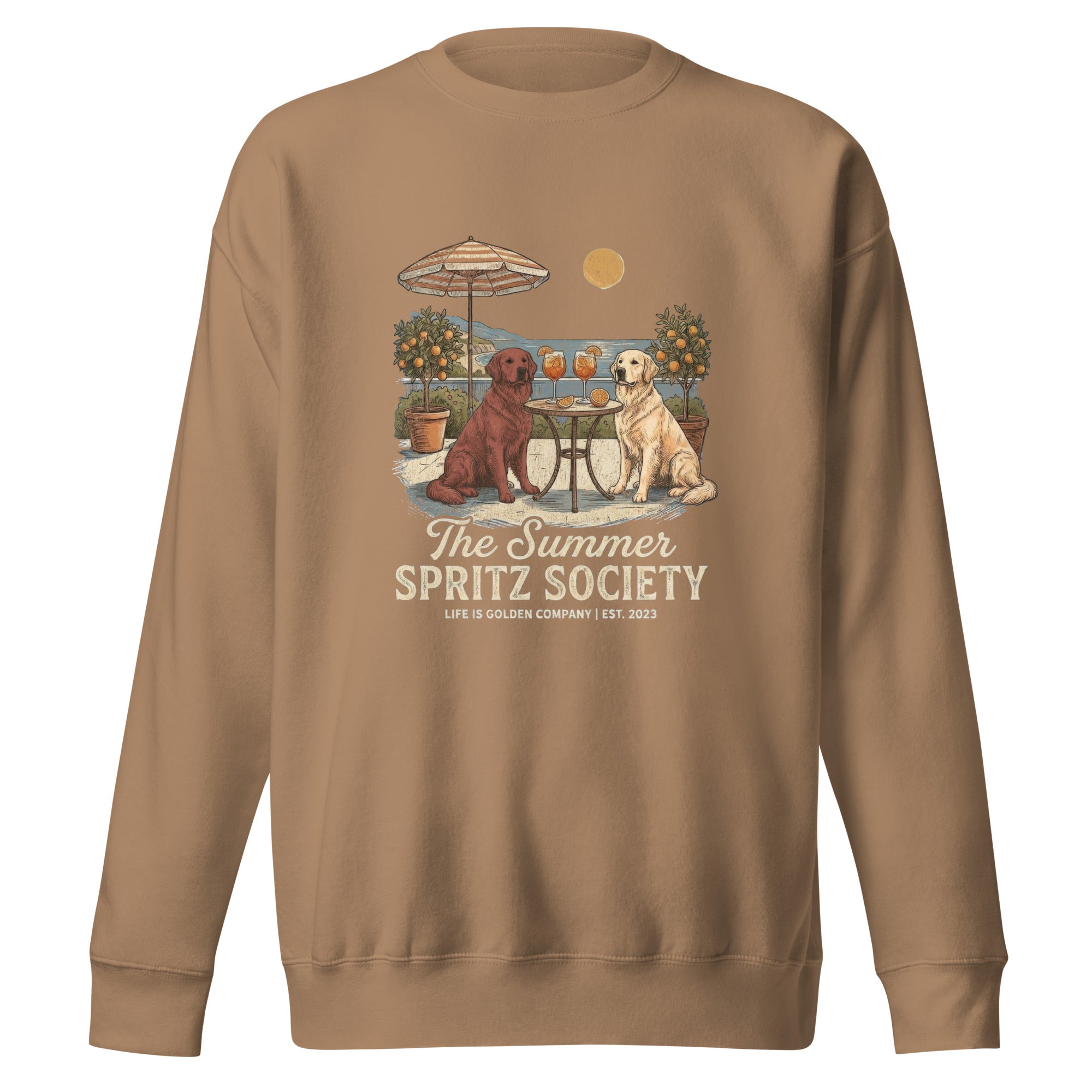 Summer Spritz Society Red and Gold Unisex Crew Neck
