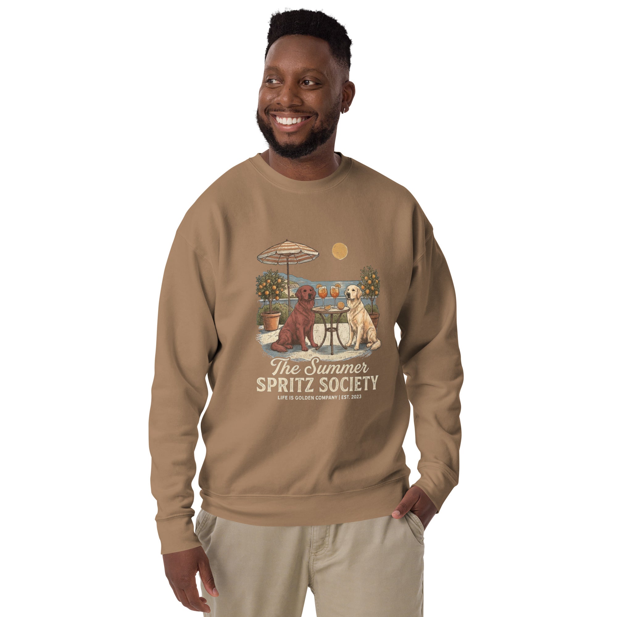 Summer Spritz Society Red and Gold Unisex Crew Neck