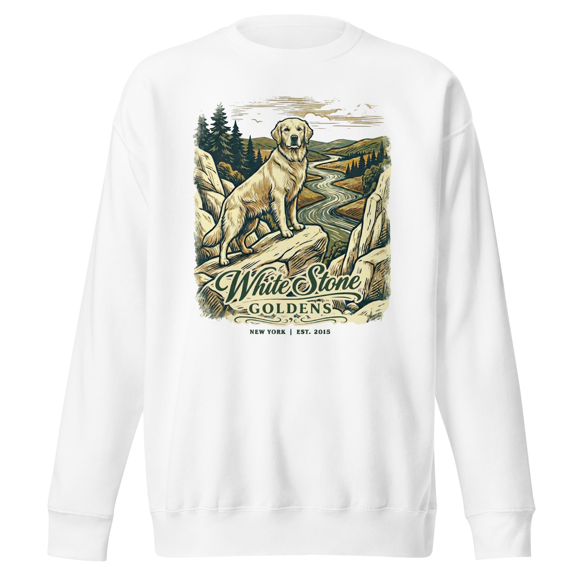 White Stone Goldens Unisex Premium Crew Neck