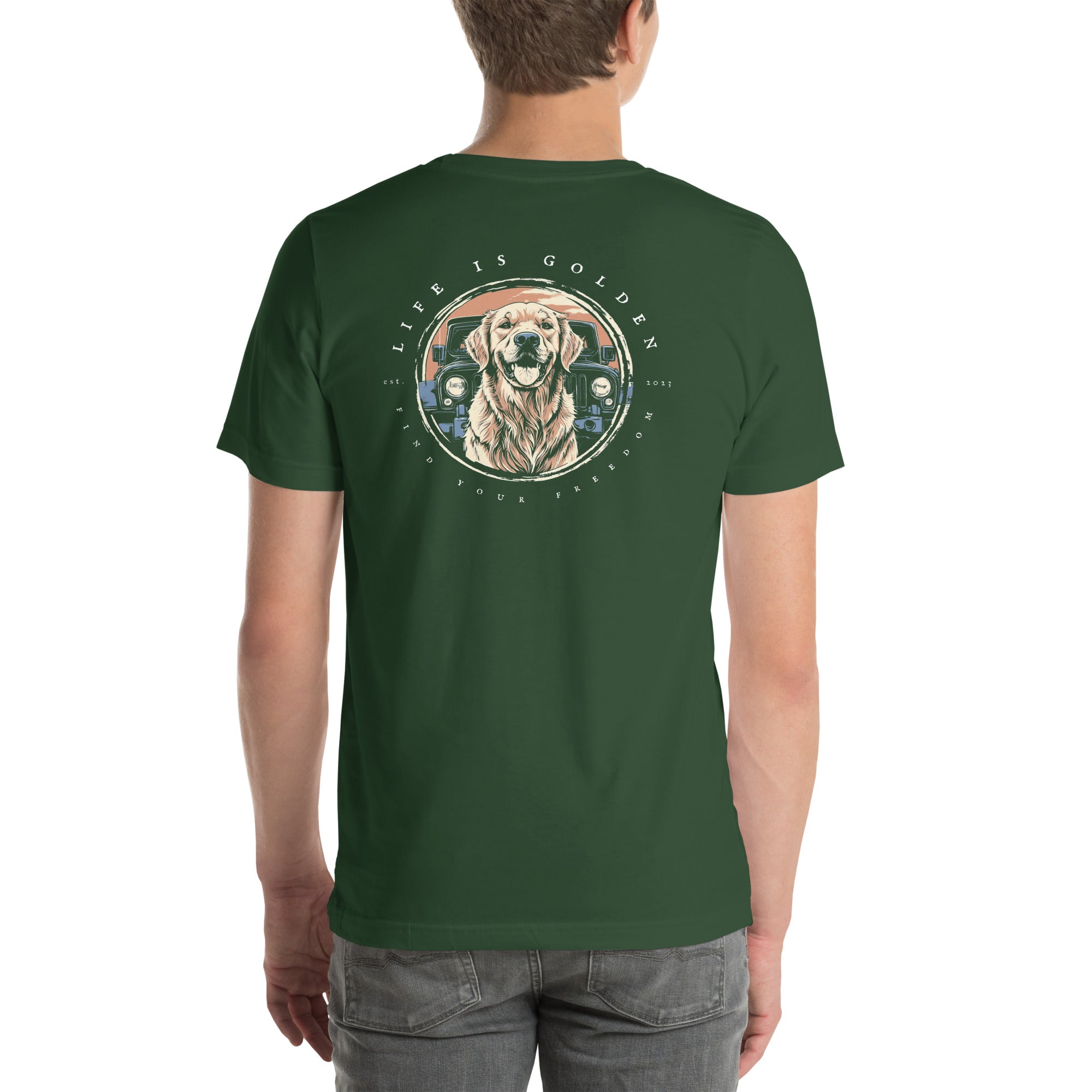 Jeep Badge Golden Retriever Tshirt