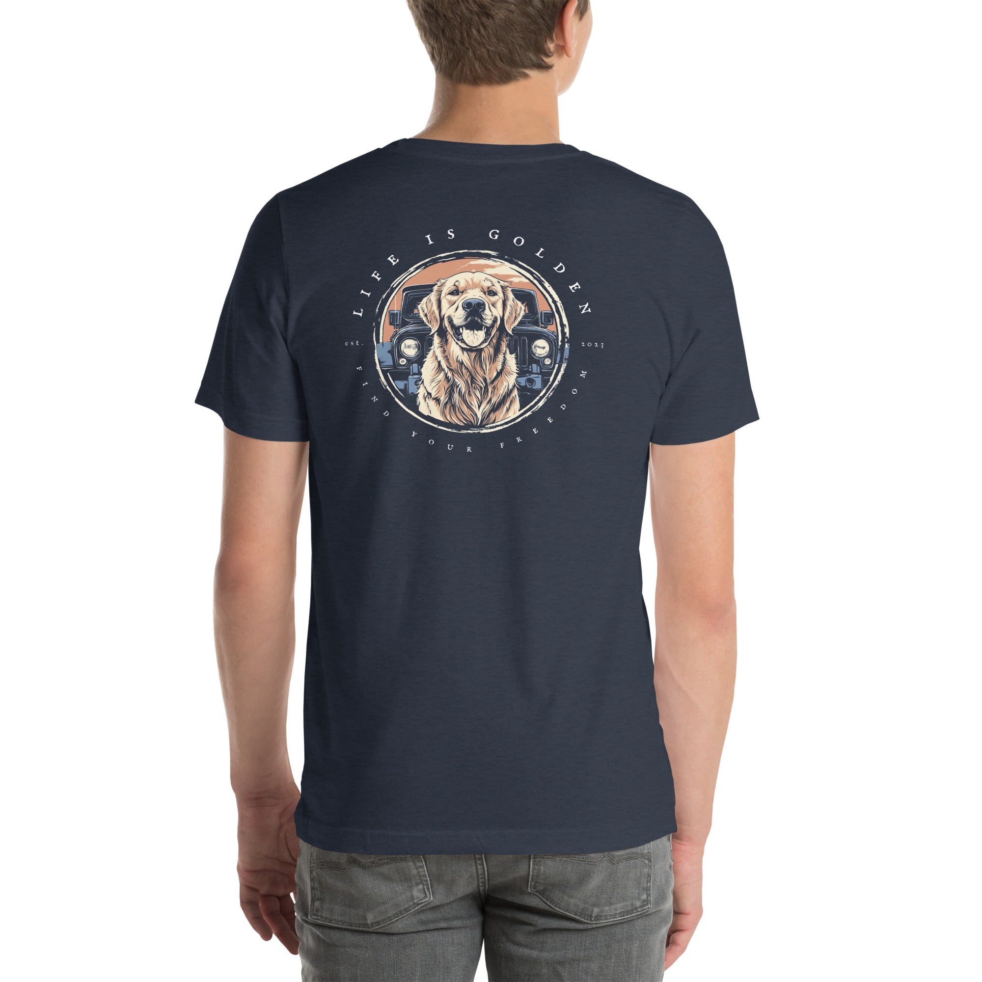 Jeep Badge Golden Retriever Tshirt