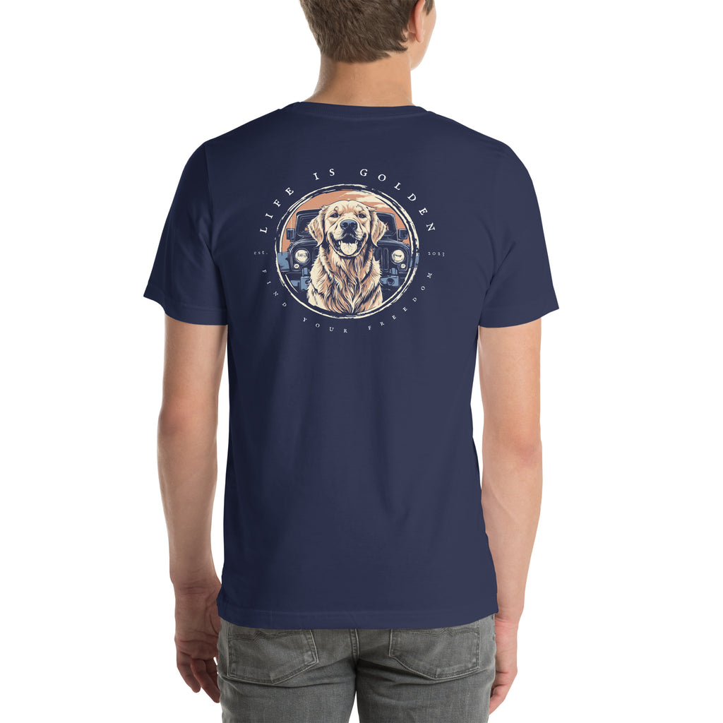 Jeep Badge Golden Retriever Tshirt