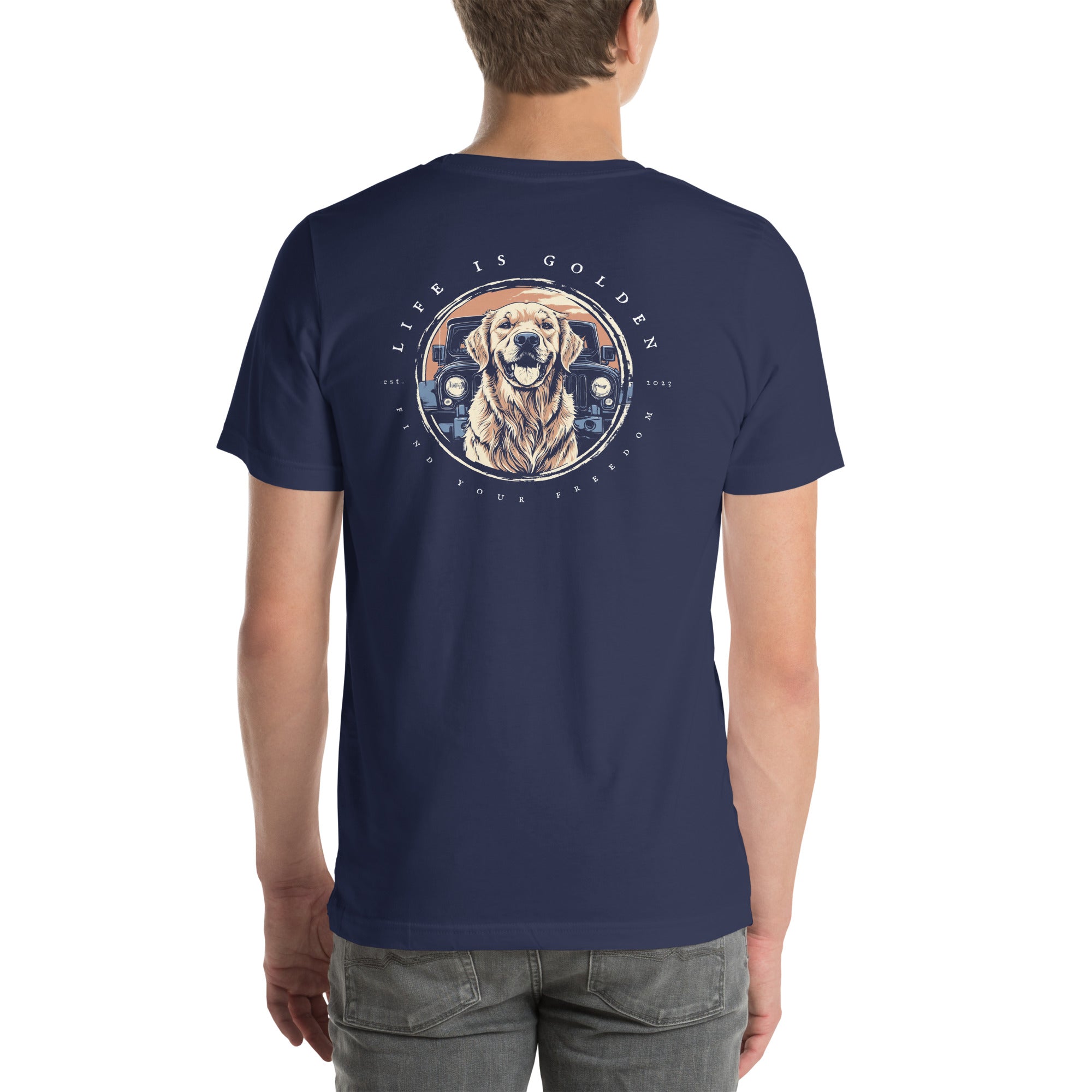 Jeep Badge Golden Retriever Tshirt