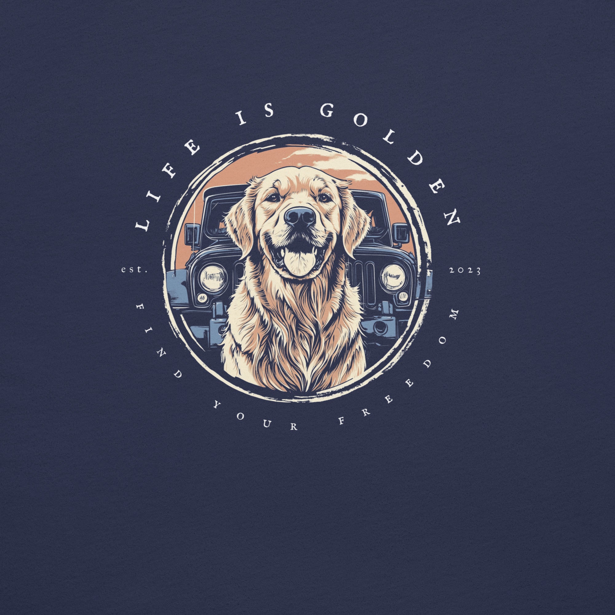 Jeep Badge Golden Retriever Tshirt