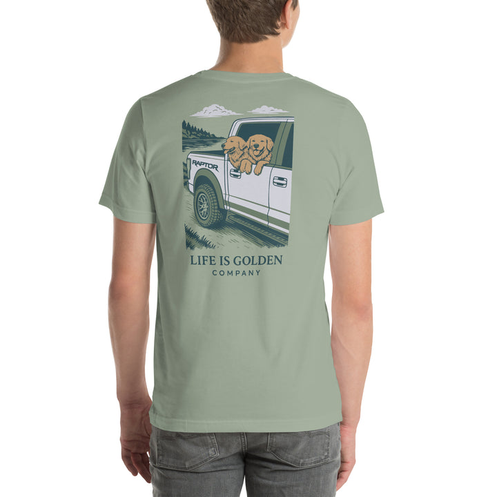 Raptor Run Golden Retriever Tee