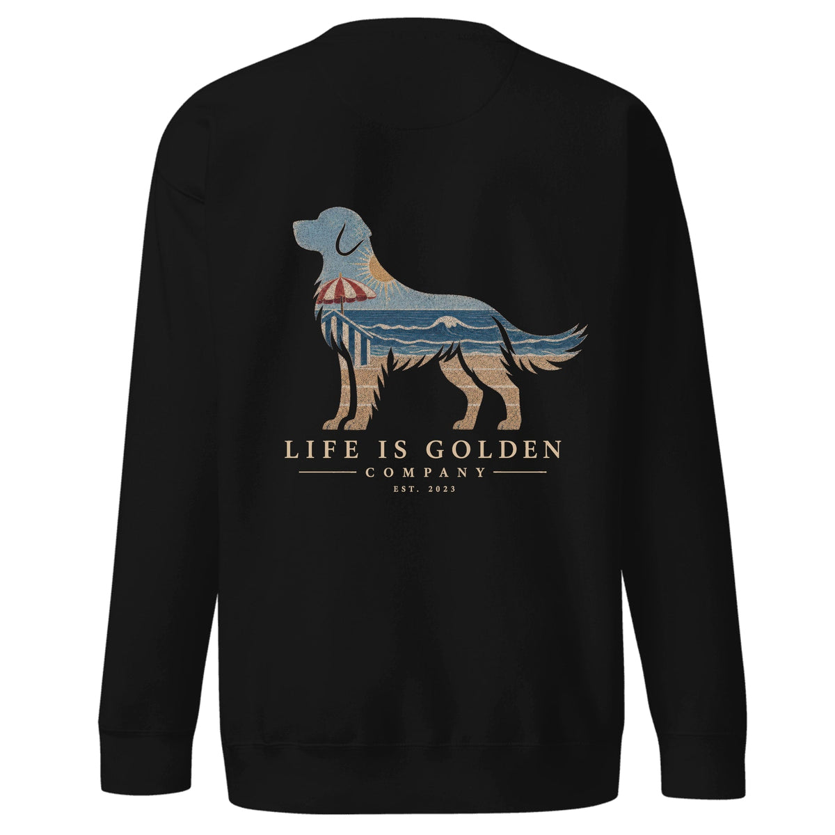 The Beach Day Golden Crewneck — Vintage Black