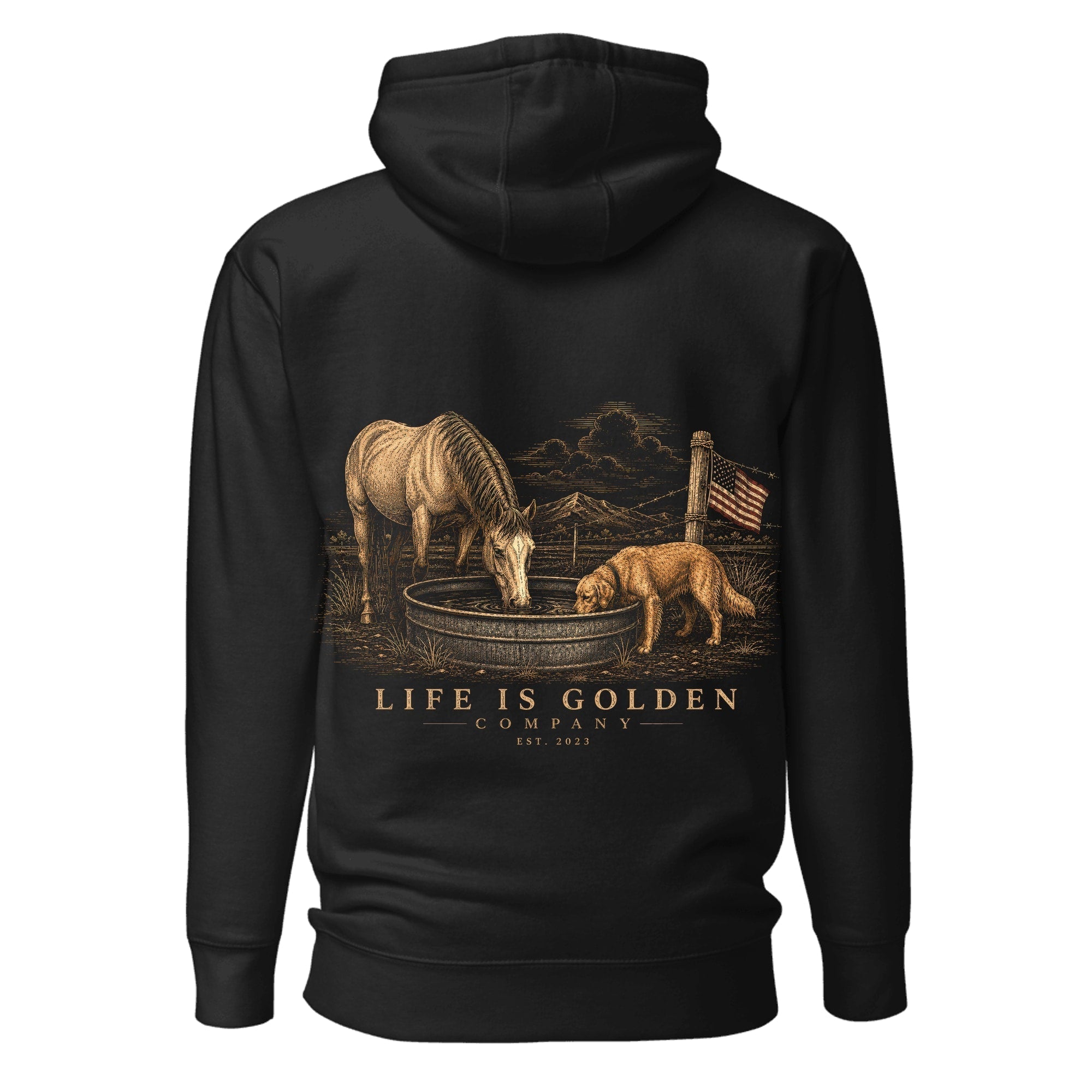 The Watering Hole Hoodie — Vintage Black