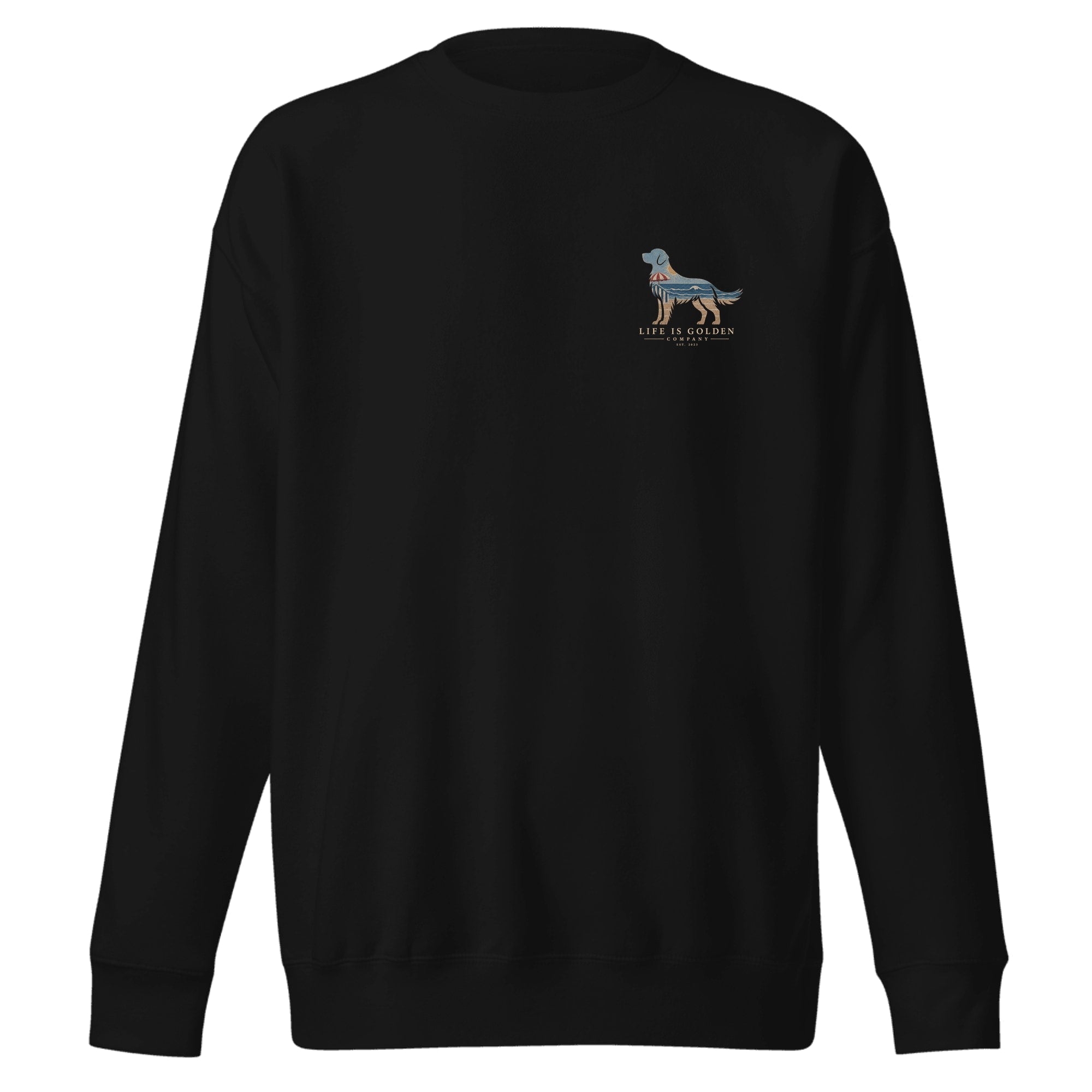 The Beach Day Golden Crewneck — Vintage Black (front)