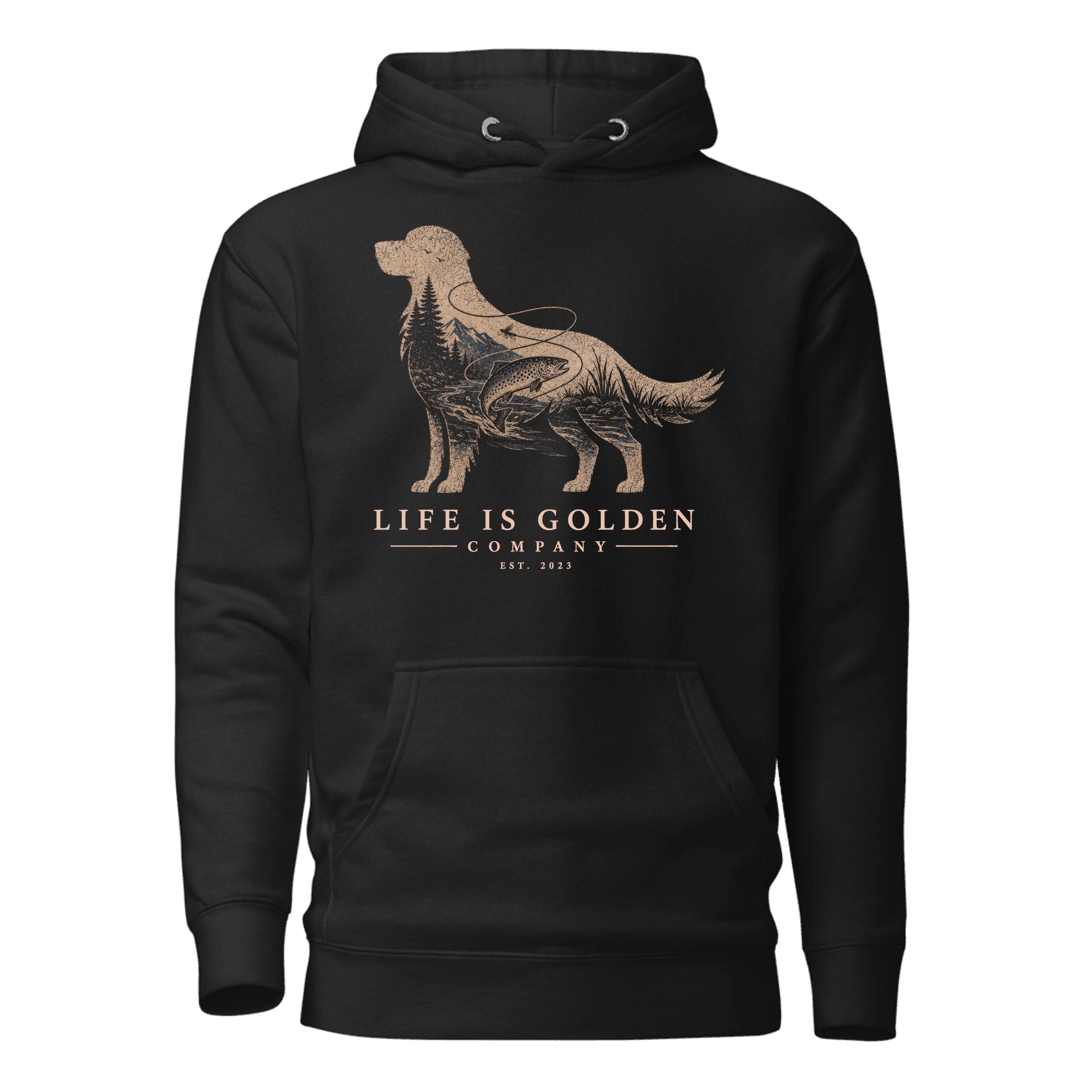 The Riverbend Golden Hoodie — Vintage Black