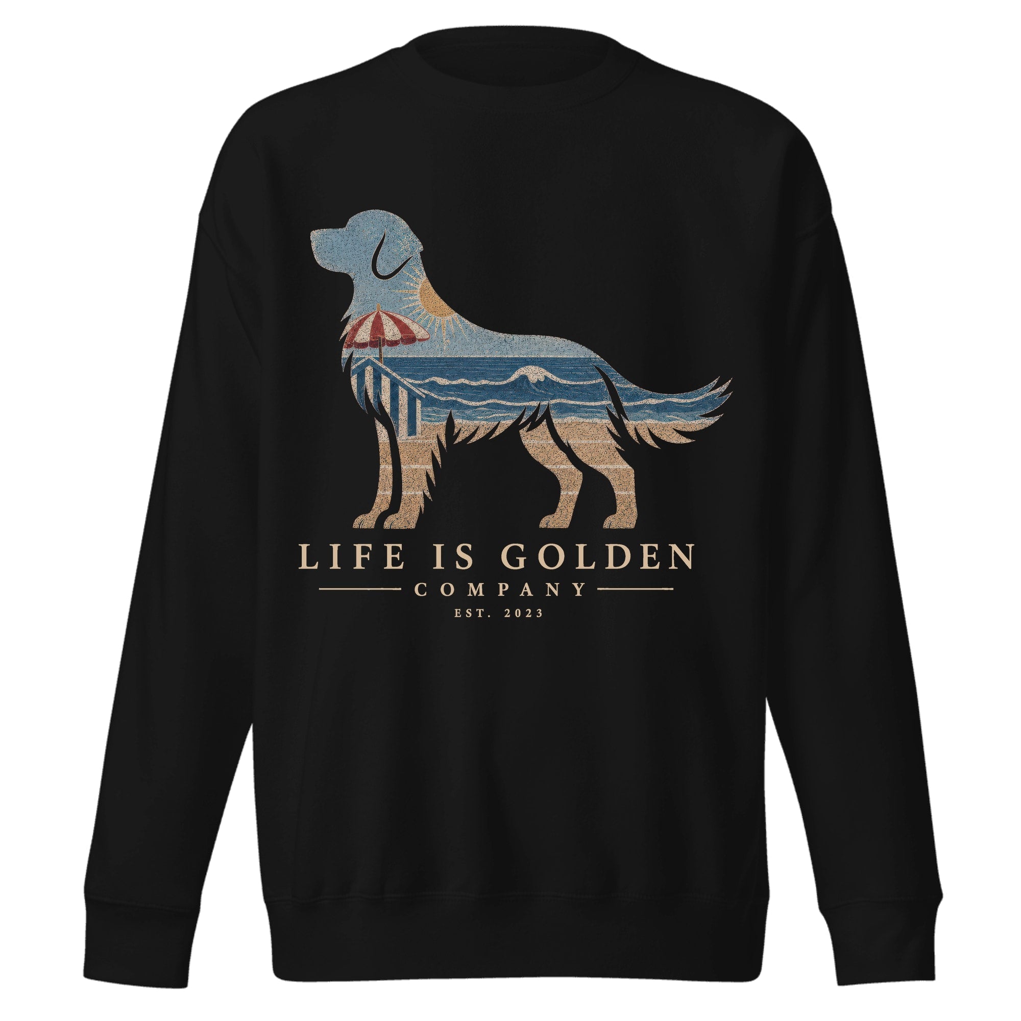 The Beach Day Golden Crewneck — Vintage Black