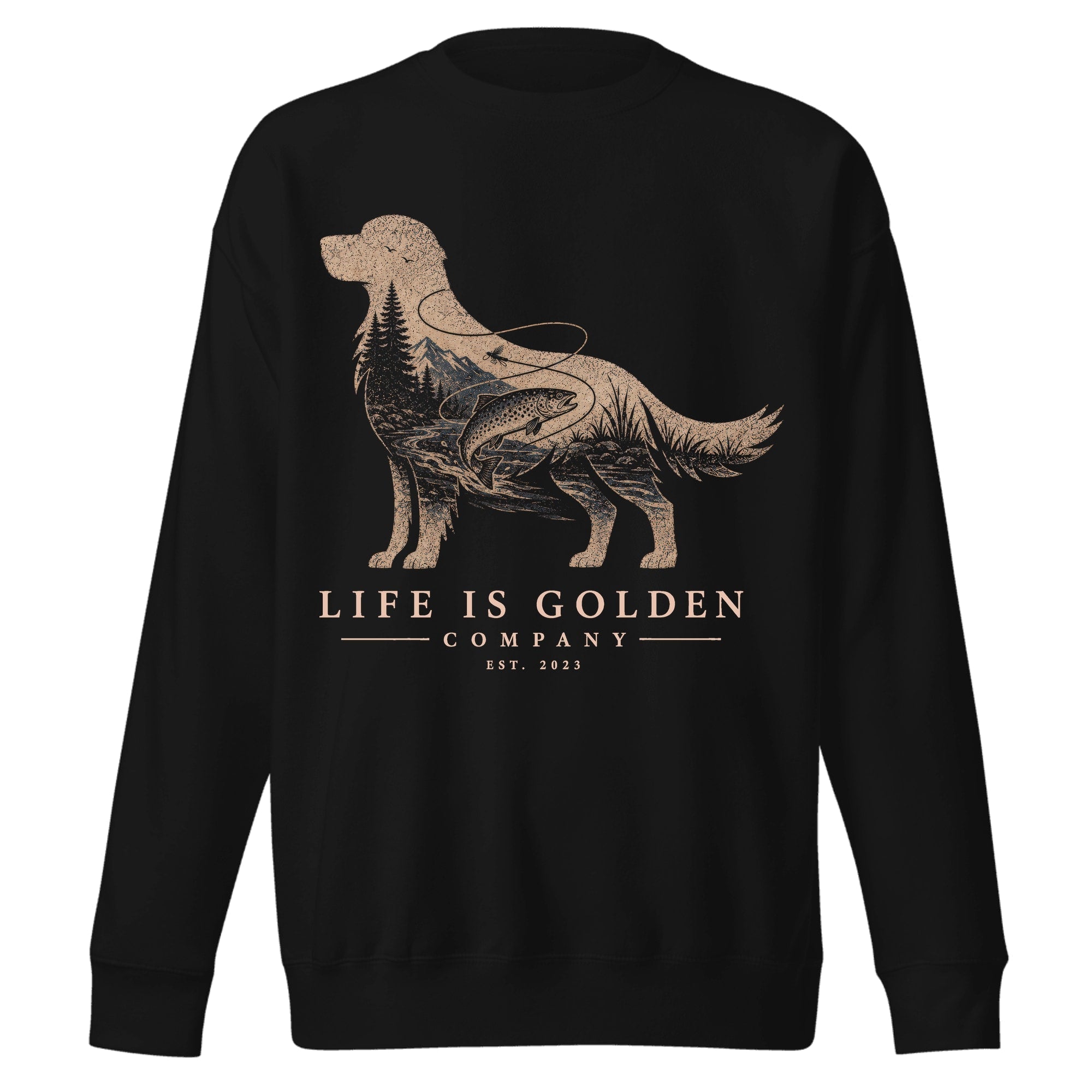 The Riverbend Golden Crewneck — Vintage Black