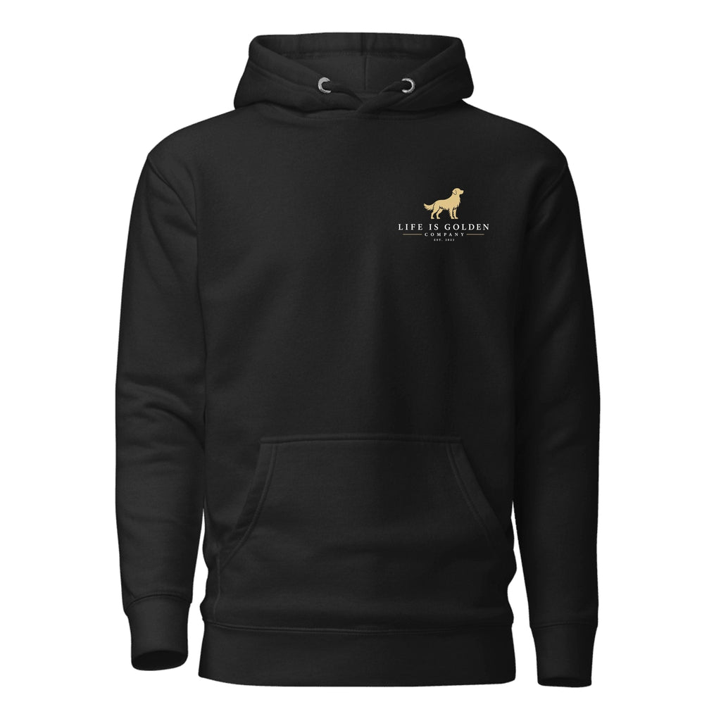 The Watering Hole Hoodie — Vintage Black (front)