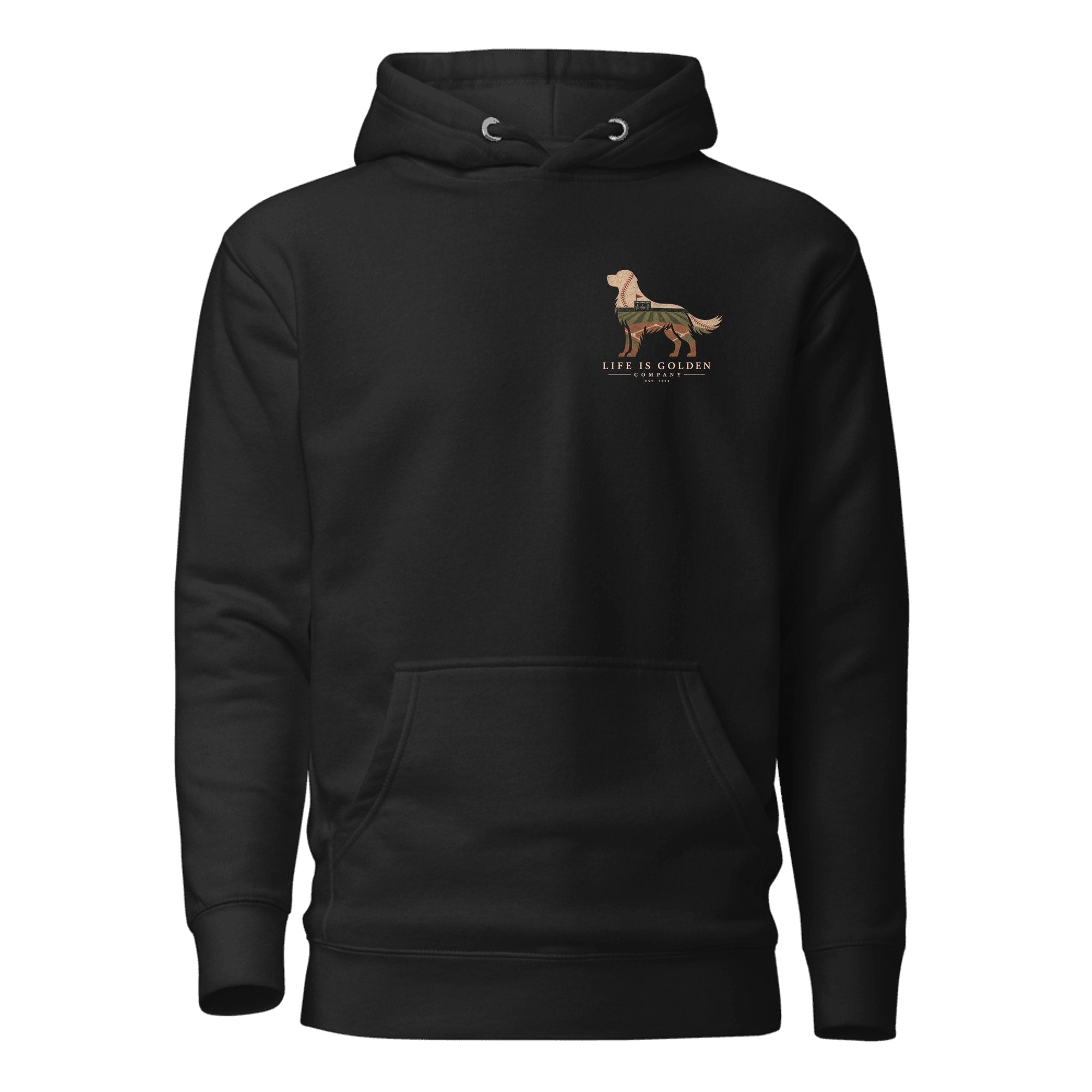 The Home Team Golden Hoodie — Vintage Black (front)