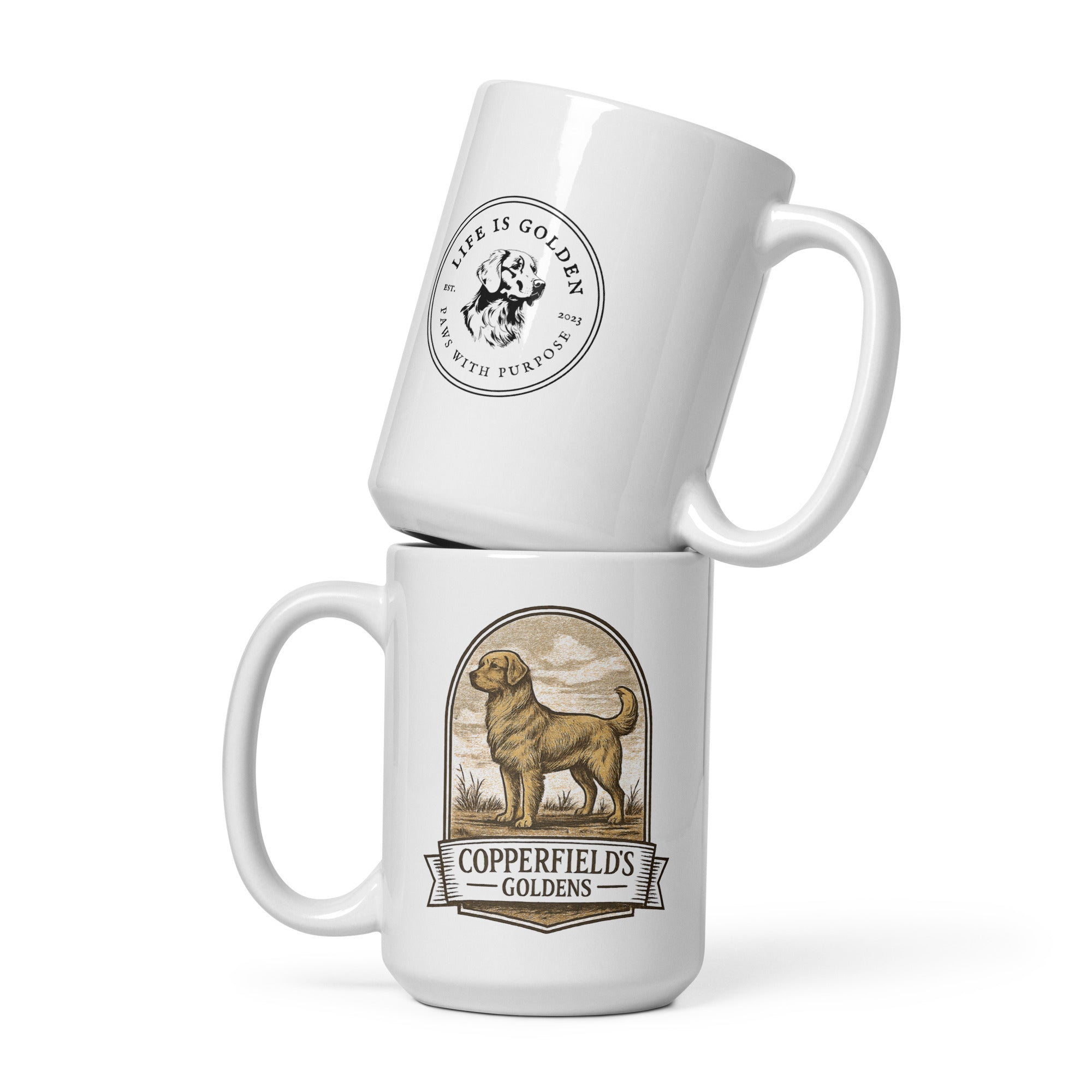Copperfield's Goldens White glossy mug