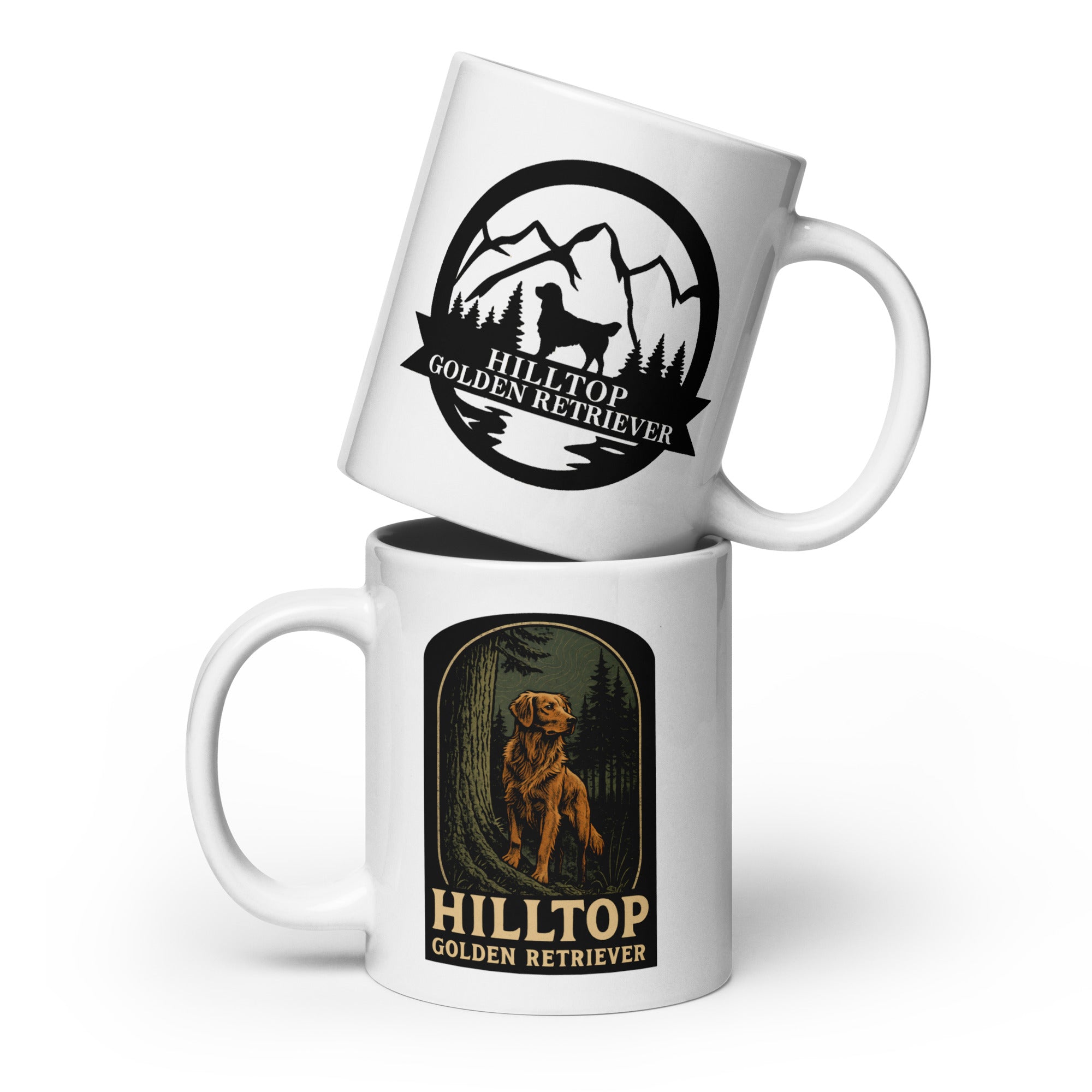 Hilltop Golden Retriever White glossy mug