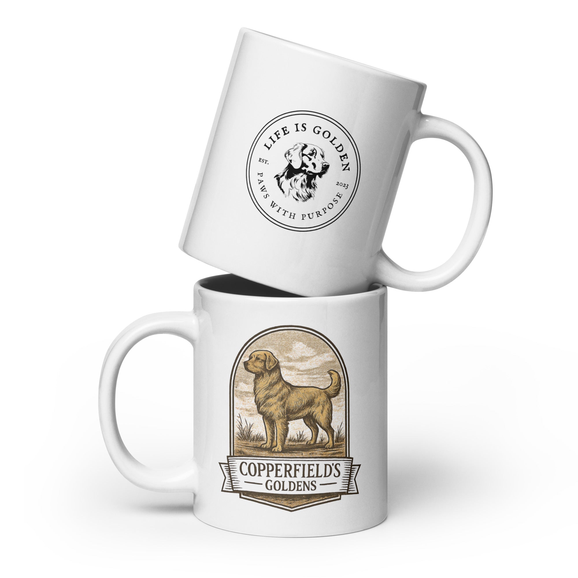 Copperfield's Goldens White glossy mug