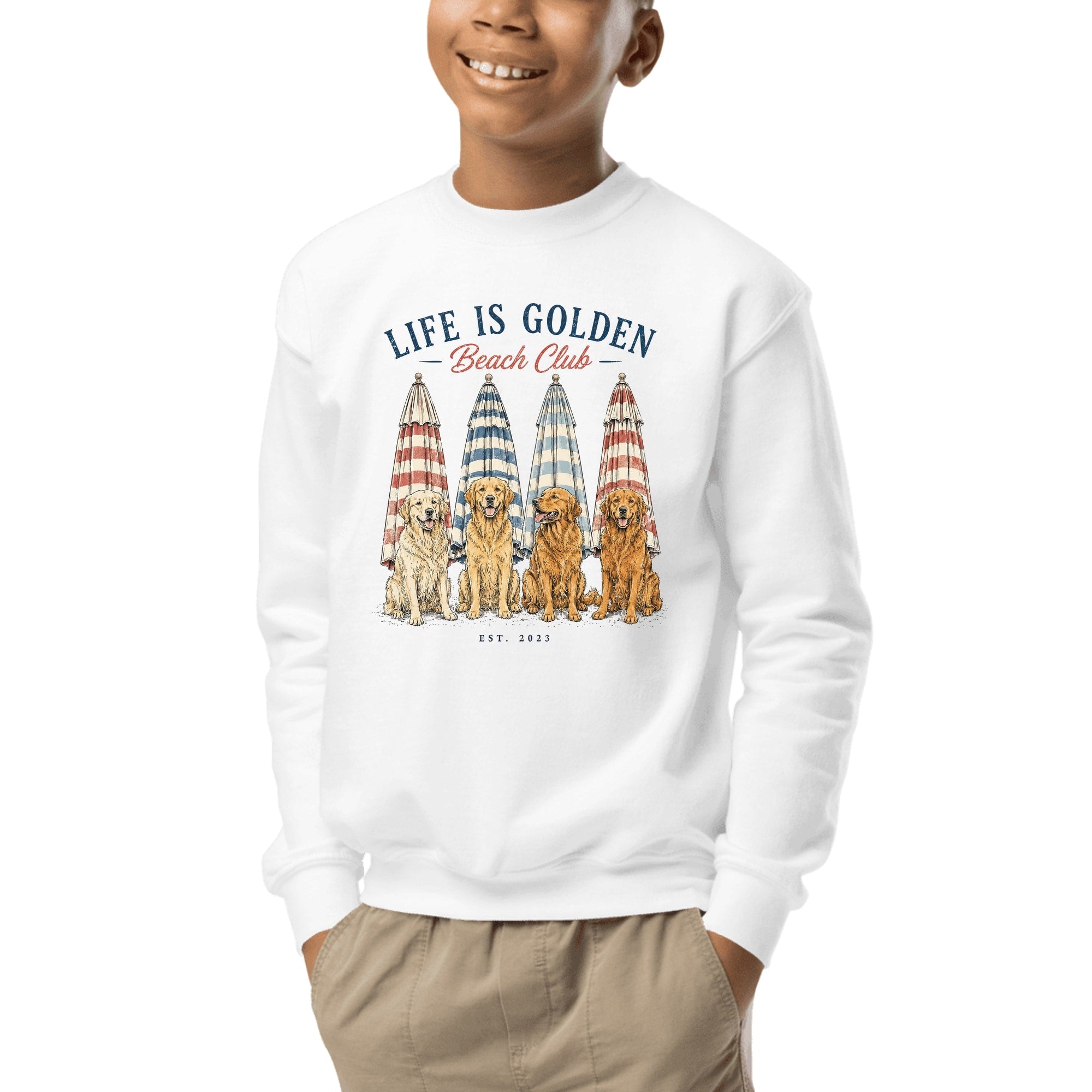 The Umbrella Line Youth Crewneck — White