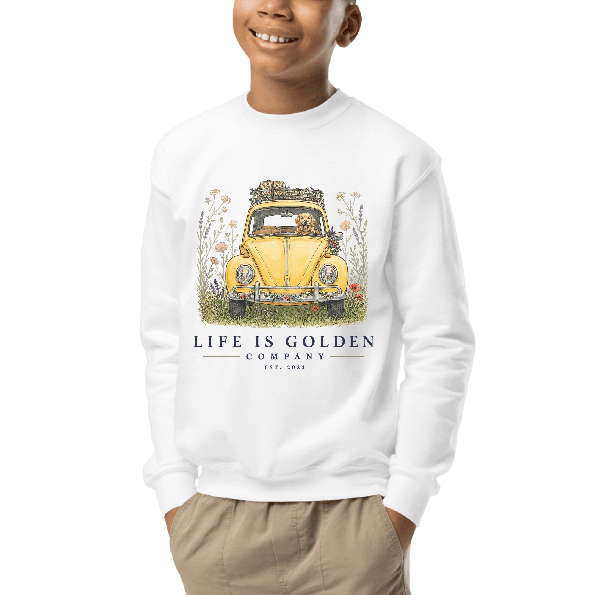 The Wildflower Detour Youth Crewneck — White