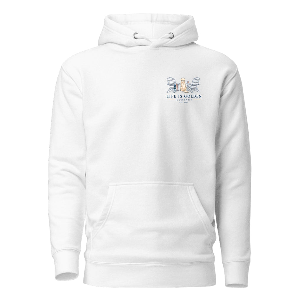 The Fireworks Watch Hoodie — White (front)