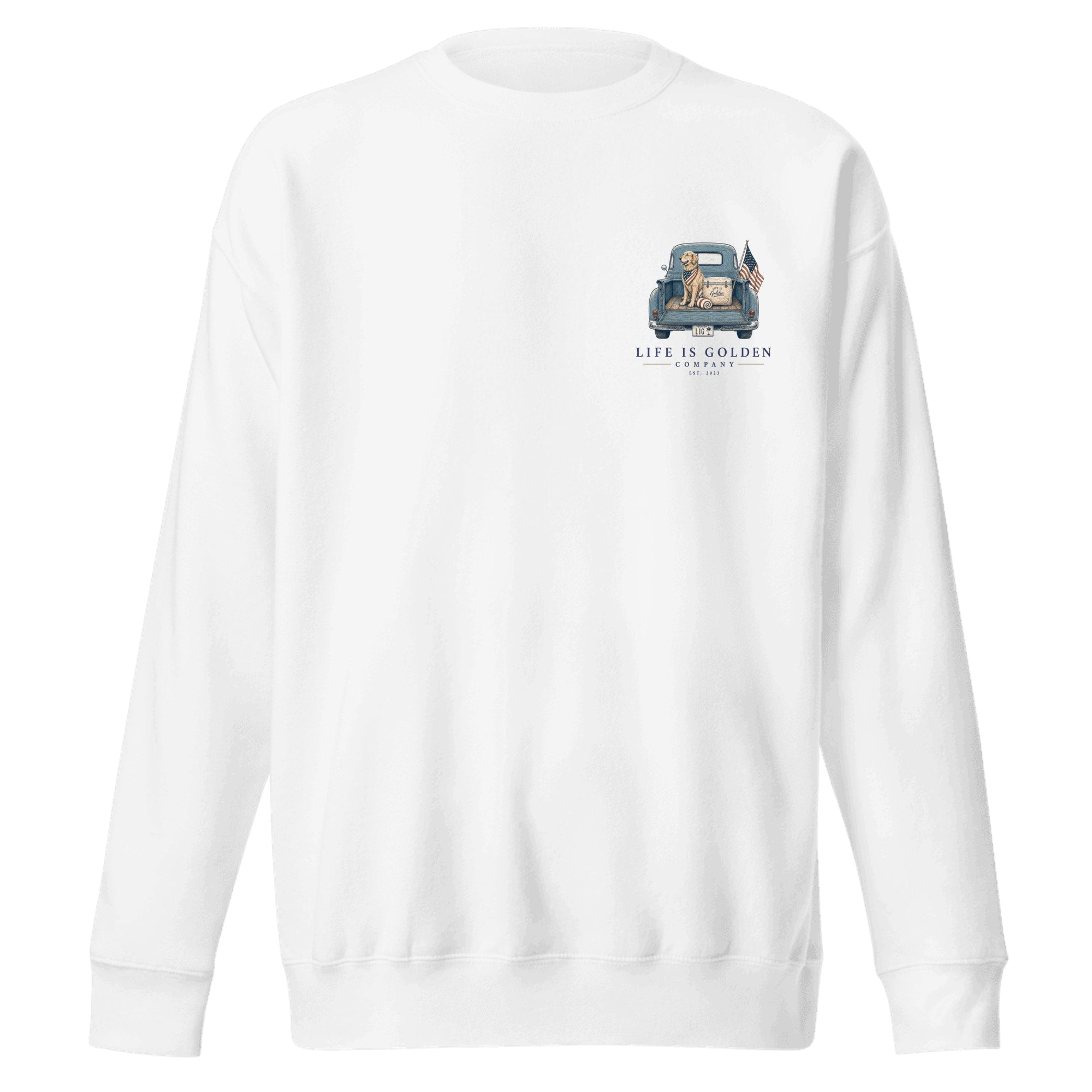 The Tailgate Patriot Crewneck — White (front)