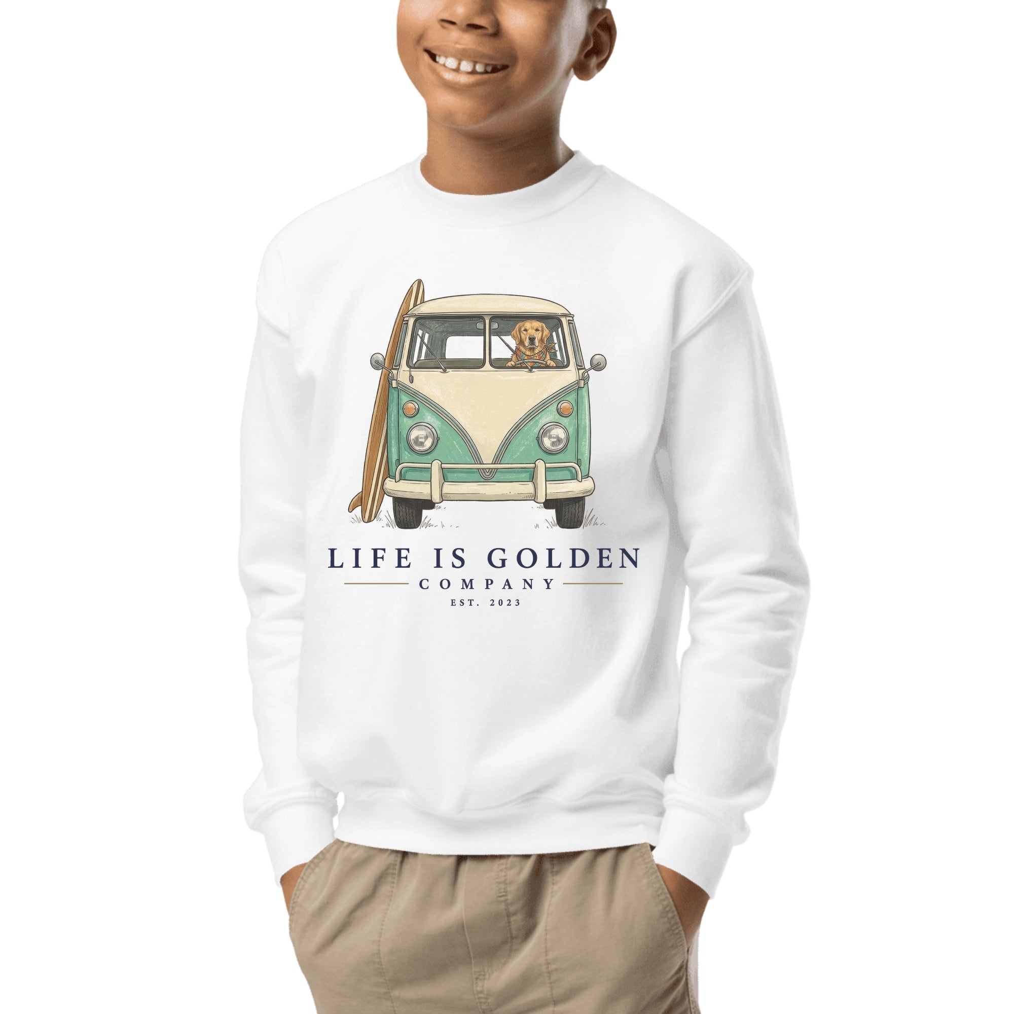 The Board Rider Youth Crewneck — White