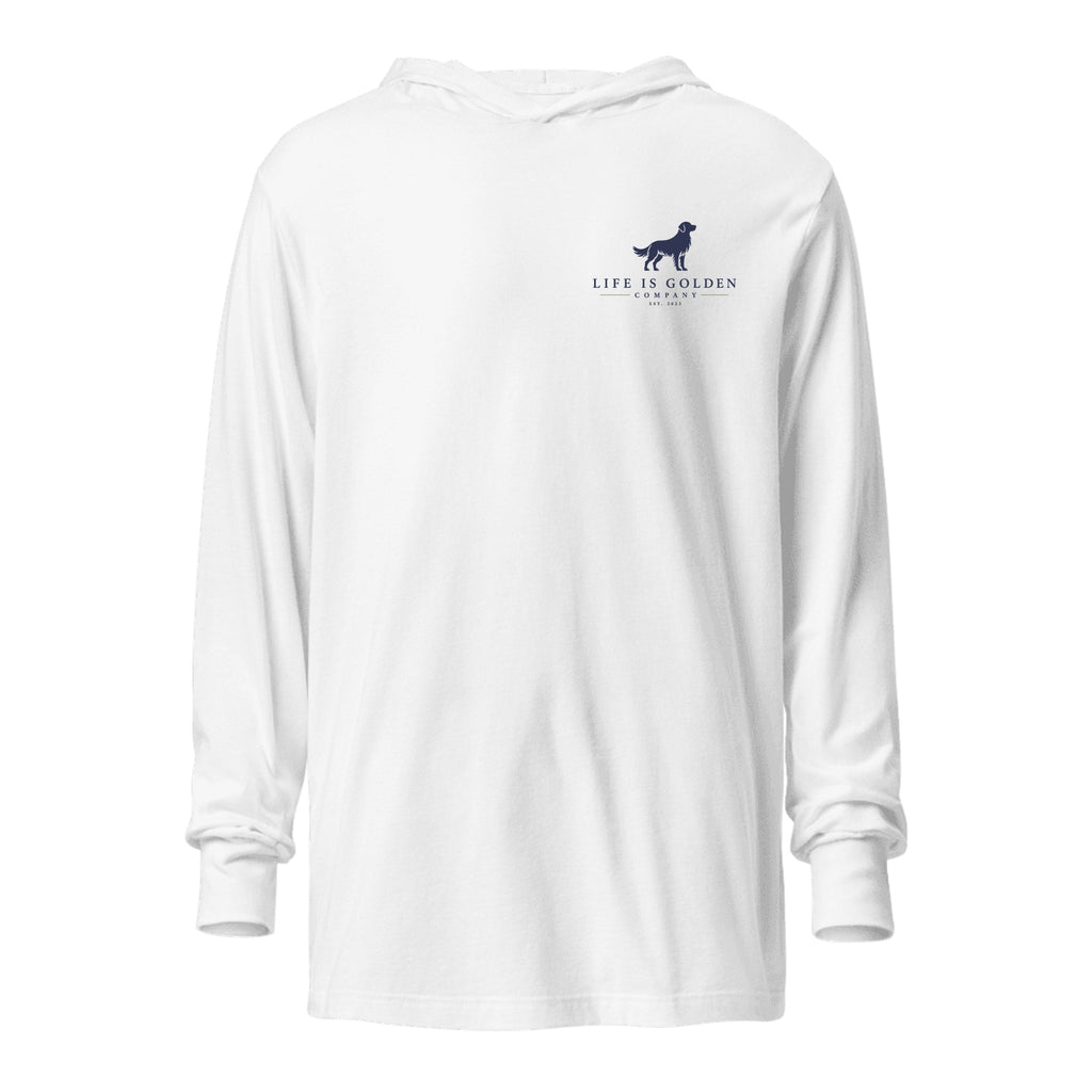 The Umbrella Line Hooded Long-Sleeve — White (front)