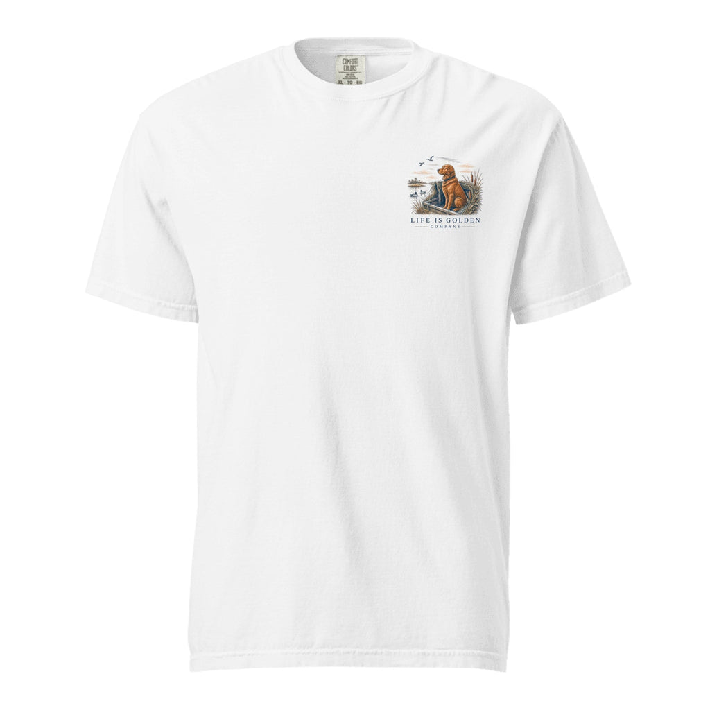 The Hunting Blind Heavyweight Tee — White (front)