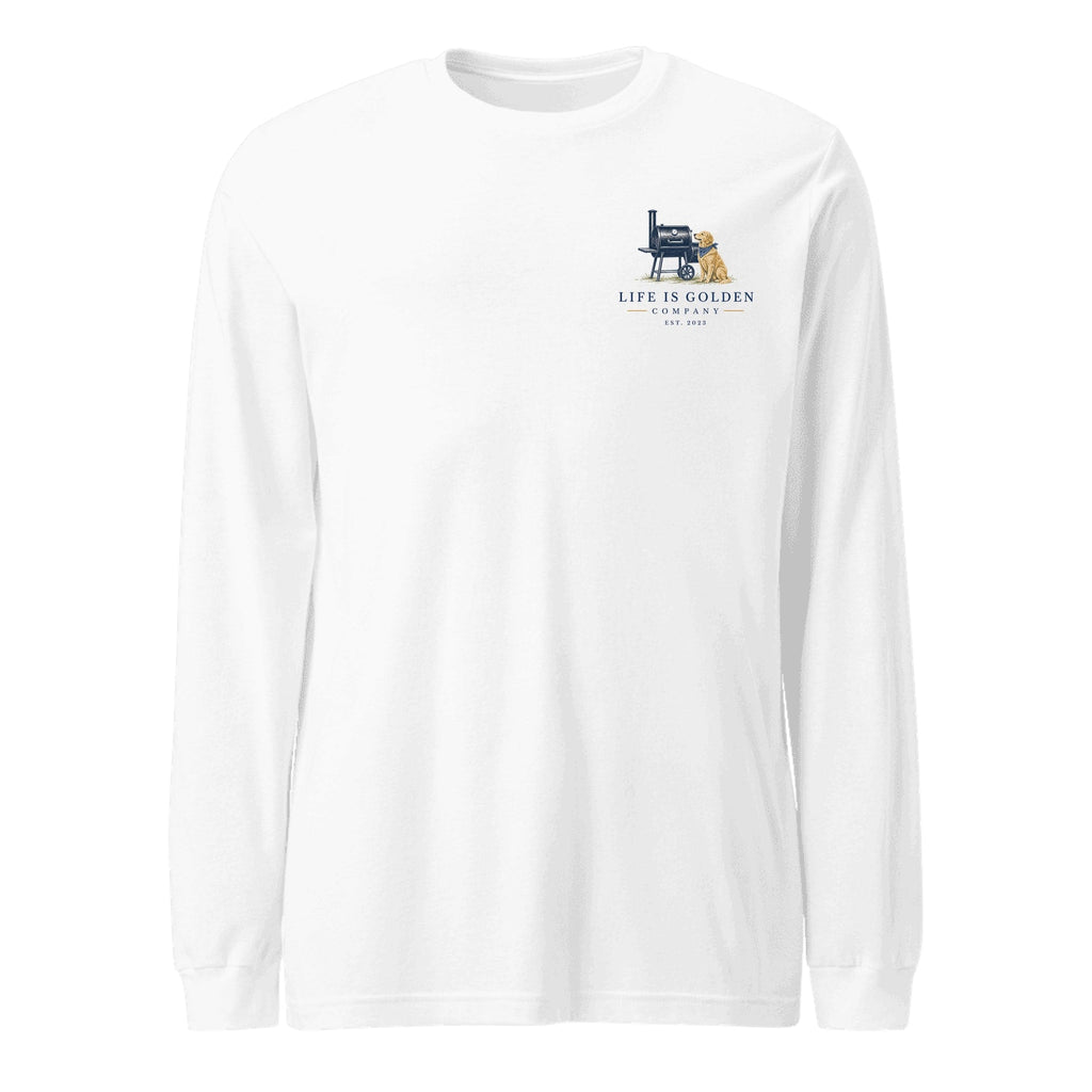 The Pitmaster Long-Sleeve — White (front)