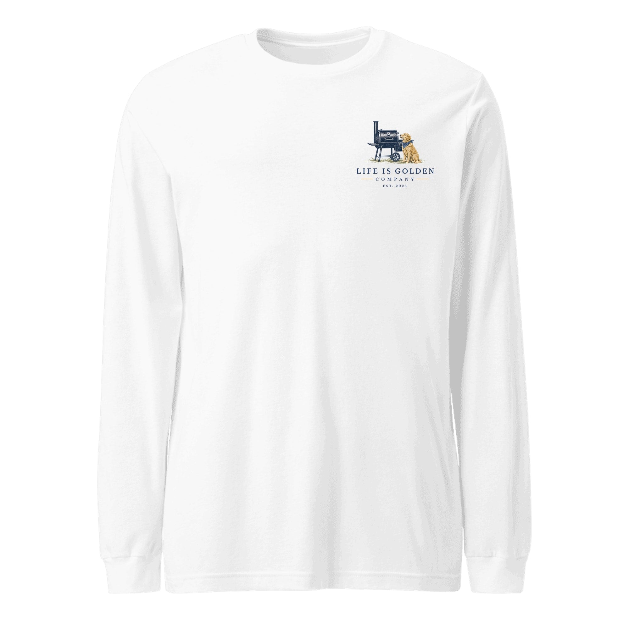 The Pitmaster Long-Sleeve — White (front)