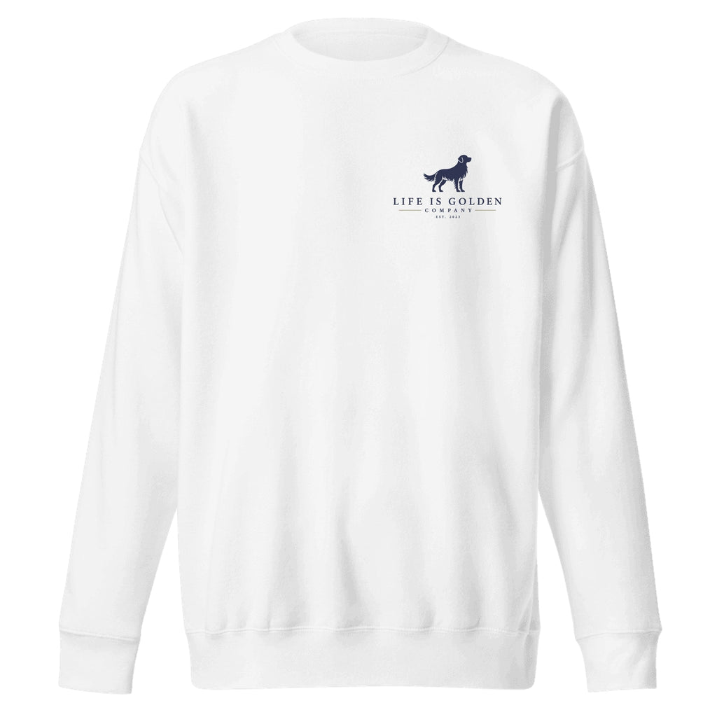 The Base Camp Crewneck — White (front)
