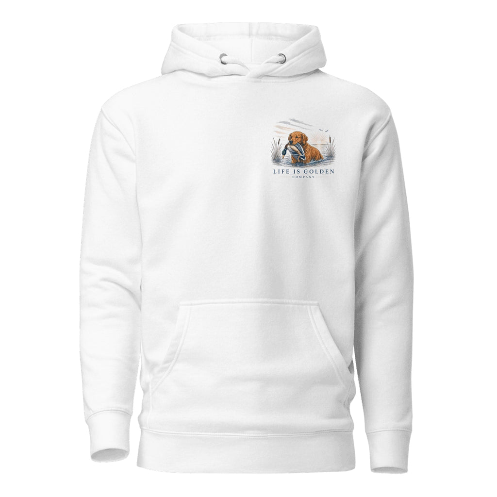 The Marsh Retrieve Hoodie — White (front)