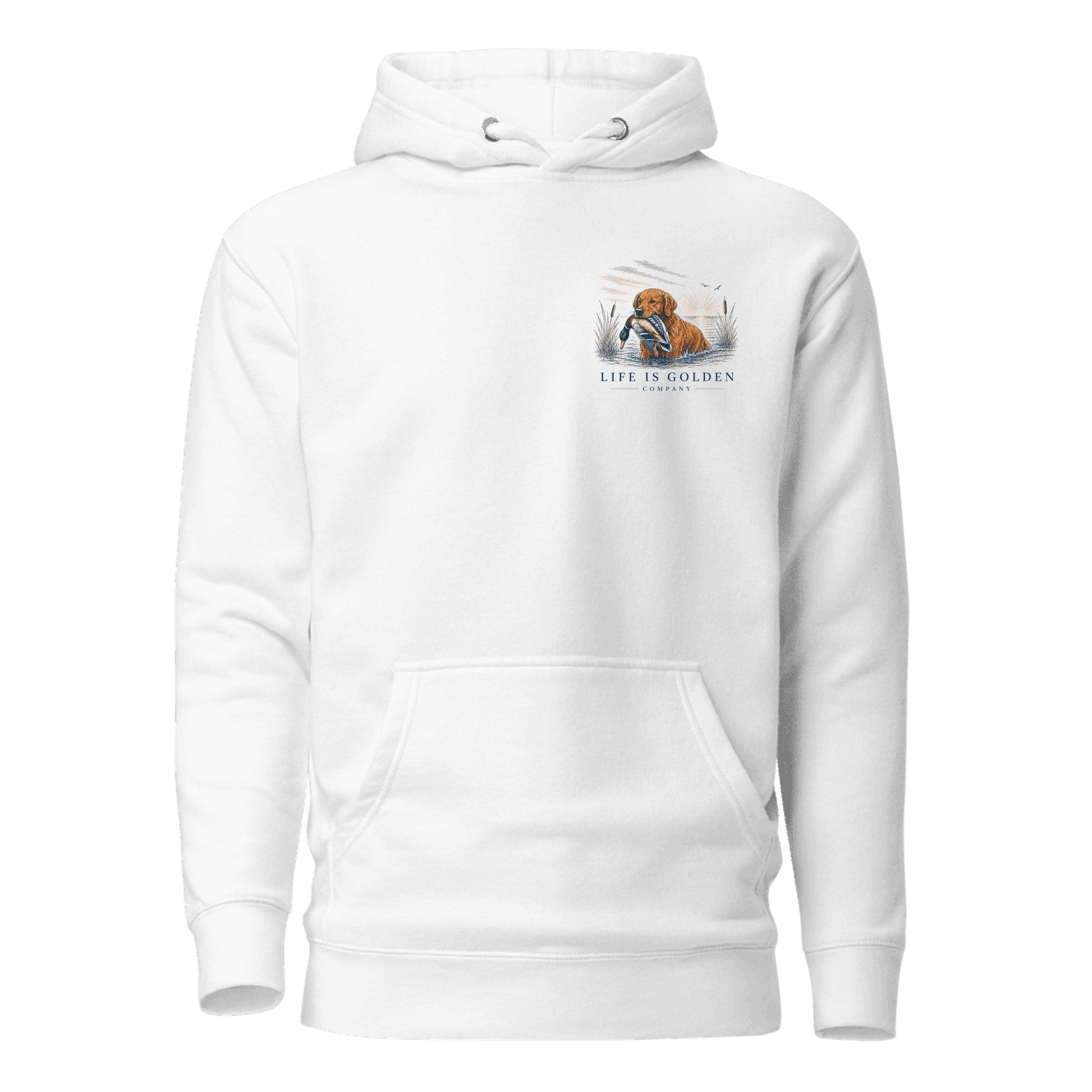 The Marsh Retrieve Hoodie — White (front)