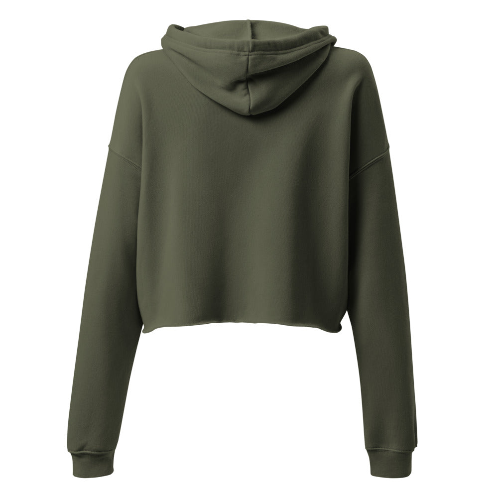 Wildflower Golden Women’s Cropped Hoodie — Military Green (view 2)