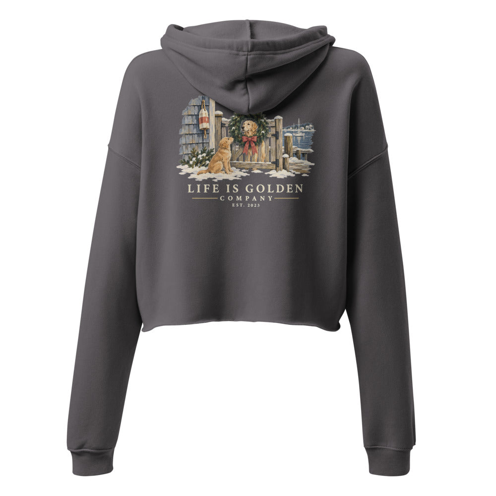 Wreath Greeter Women’s Cropped Hoodie — Storm (view 2)