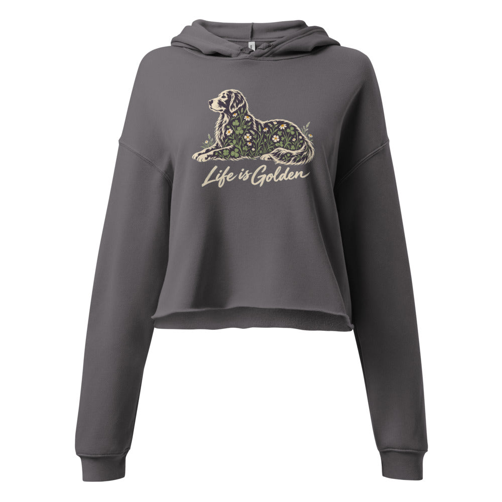 Wildflower Golden Women’s Cropped Hoodie — Storm