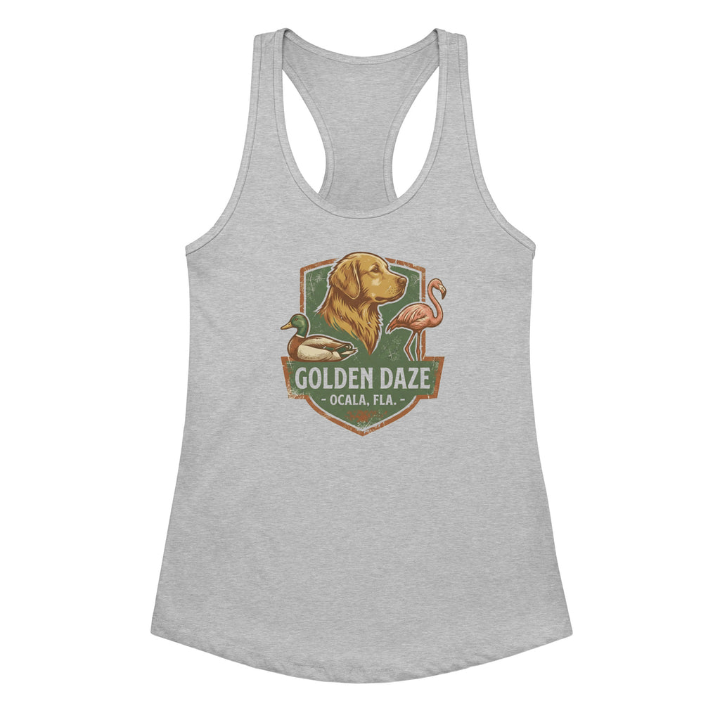 Golden Daze Emblem III Women’s fitted racerback tank top