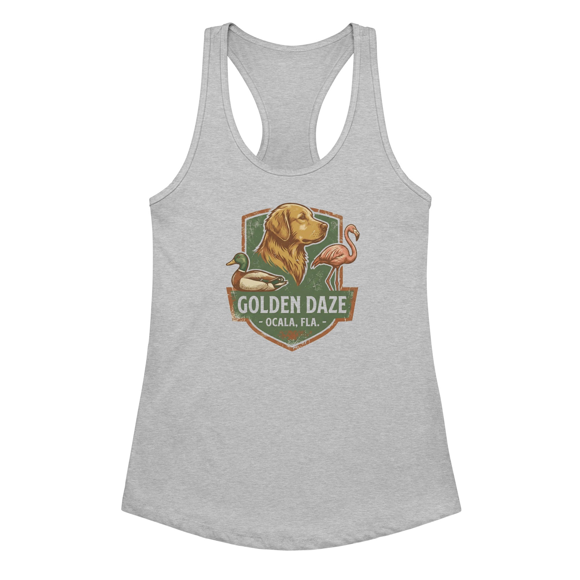 Golden Daze Emblem III Women’s fitted racerback tank top