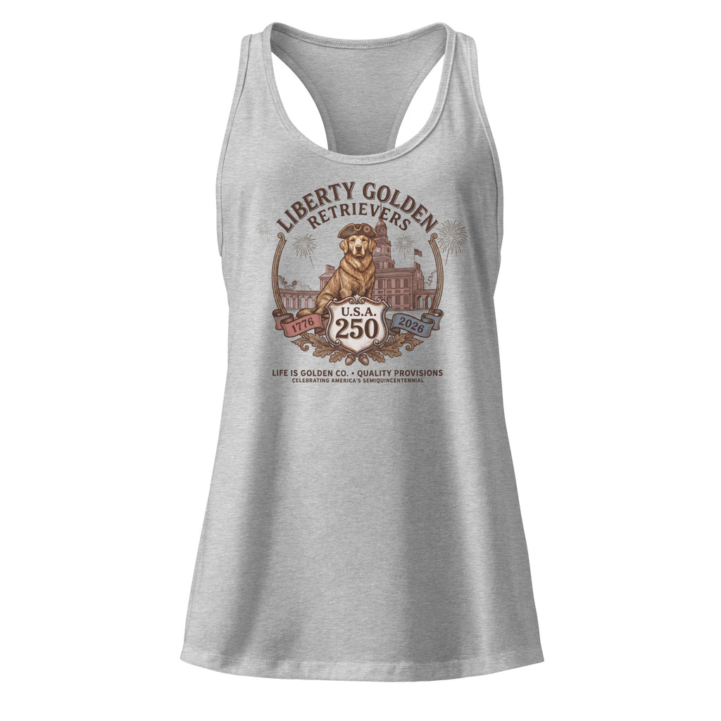 Liberty Goldens Semiquincentennial Women’s fitted racerback tank top