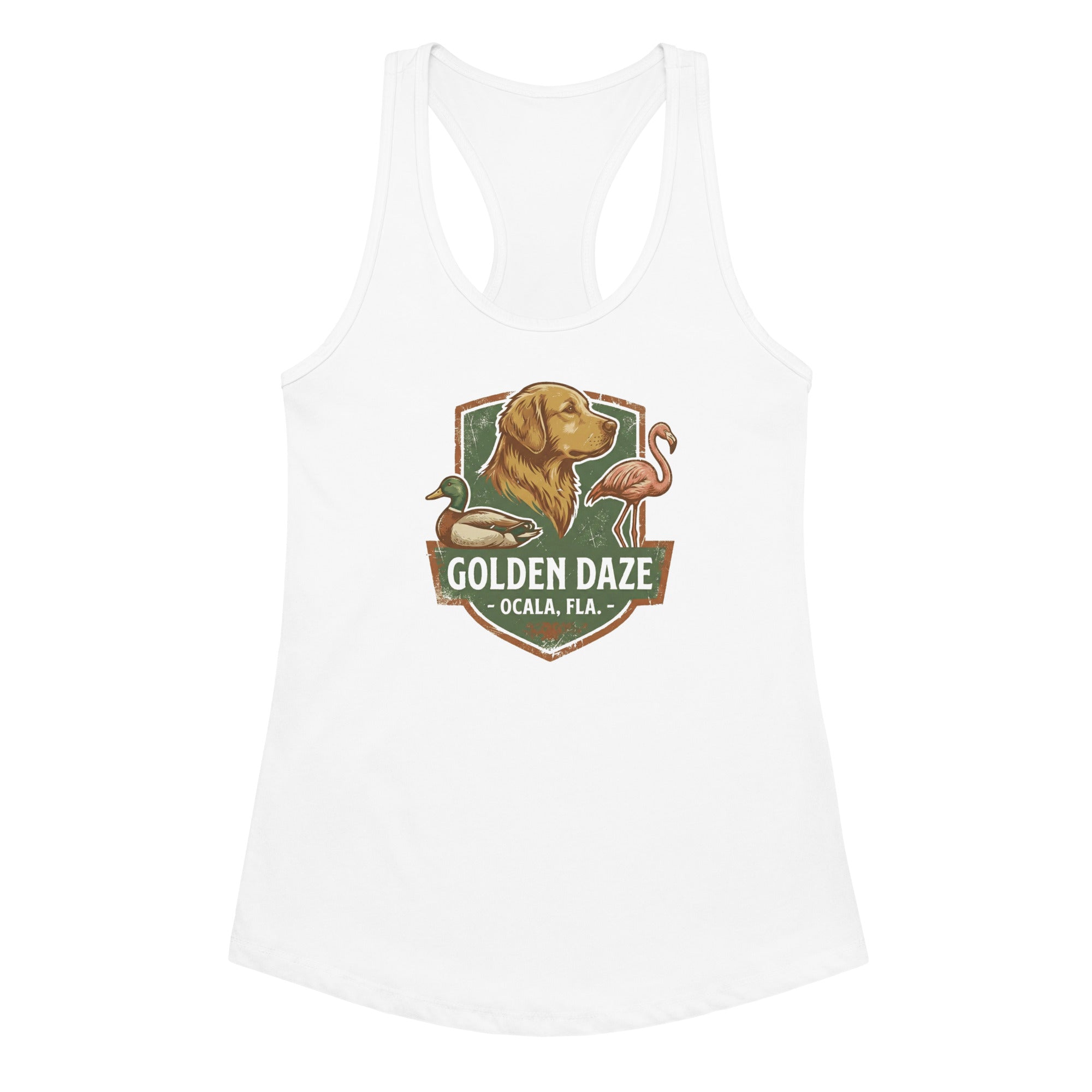 Golden Daze Emblem III Women’s fitted racerback tank top