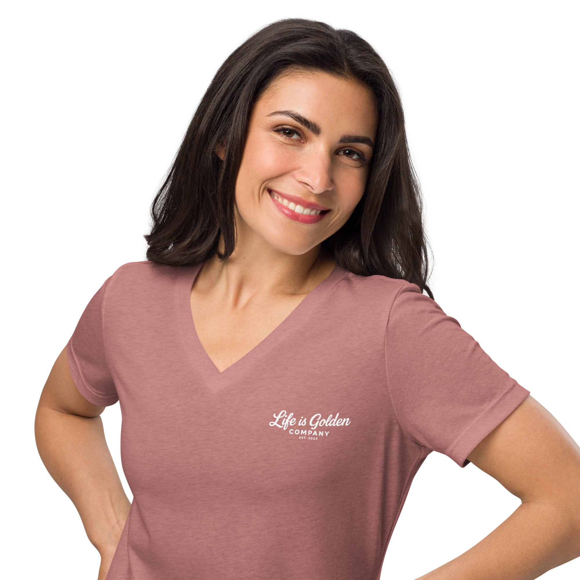 Summer Spritz Society Red and Gold Women’s relaxed v-neck Tee
