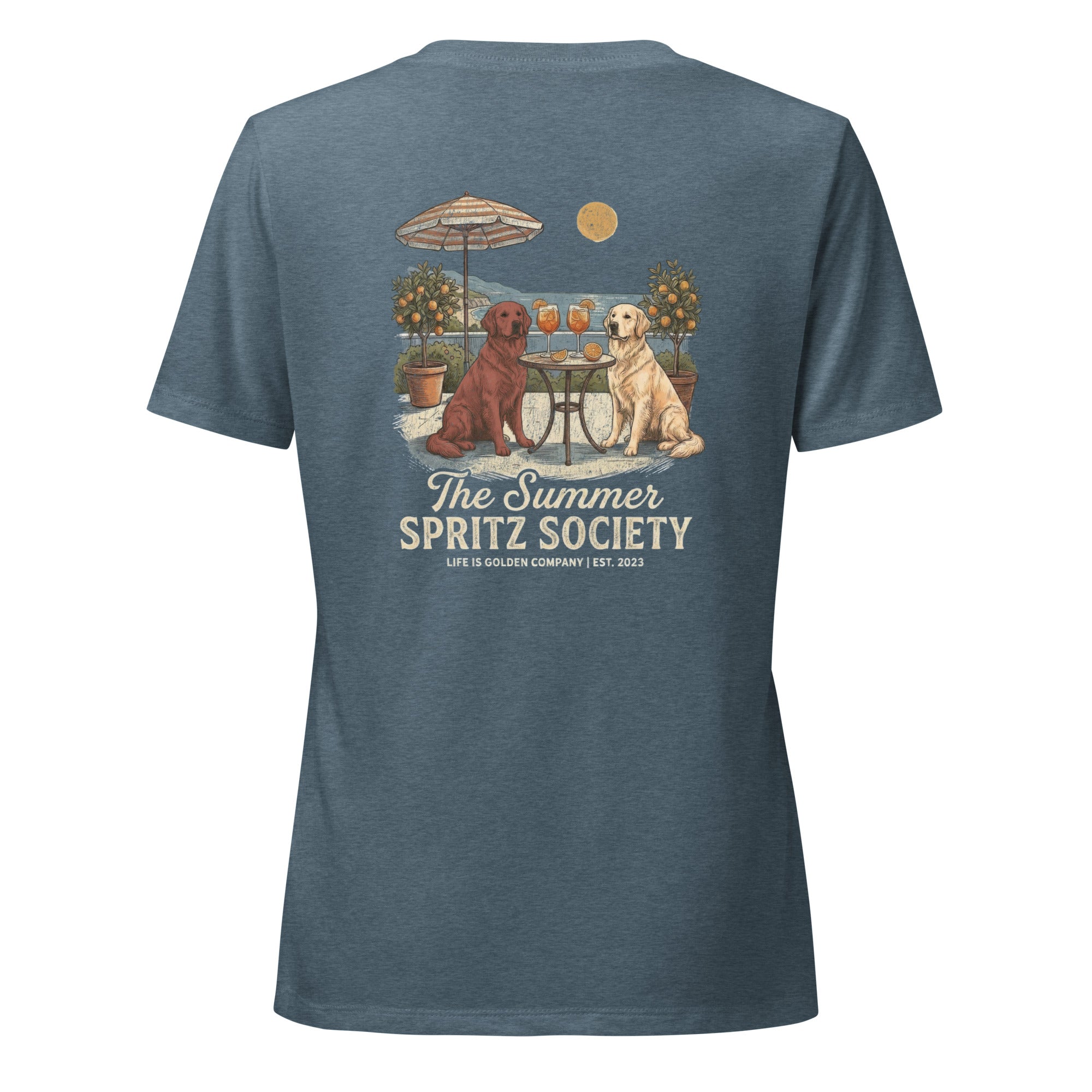 Summer Spritz Society Red and Gold Women’s relaxed v-neck Tee