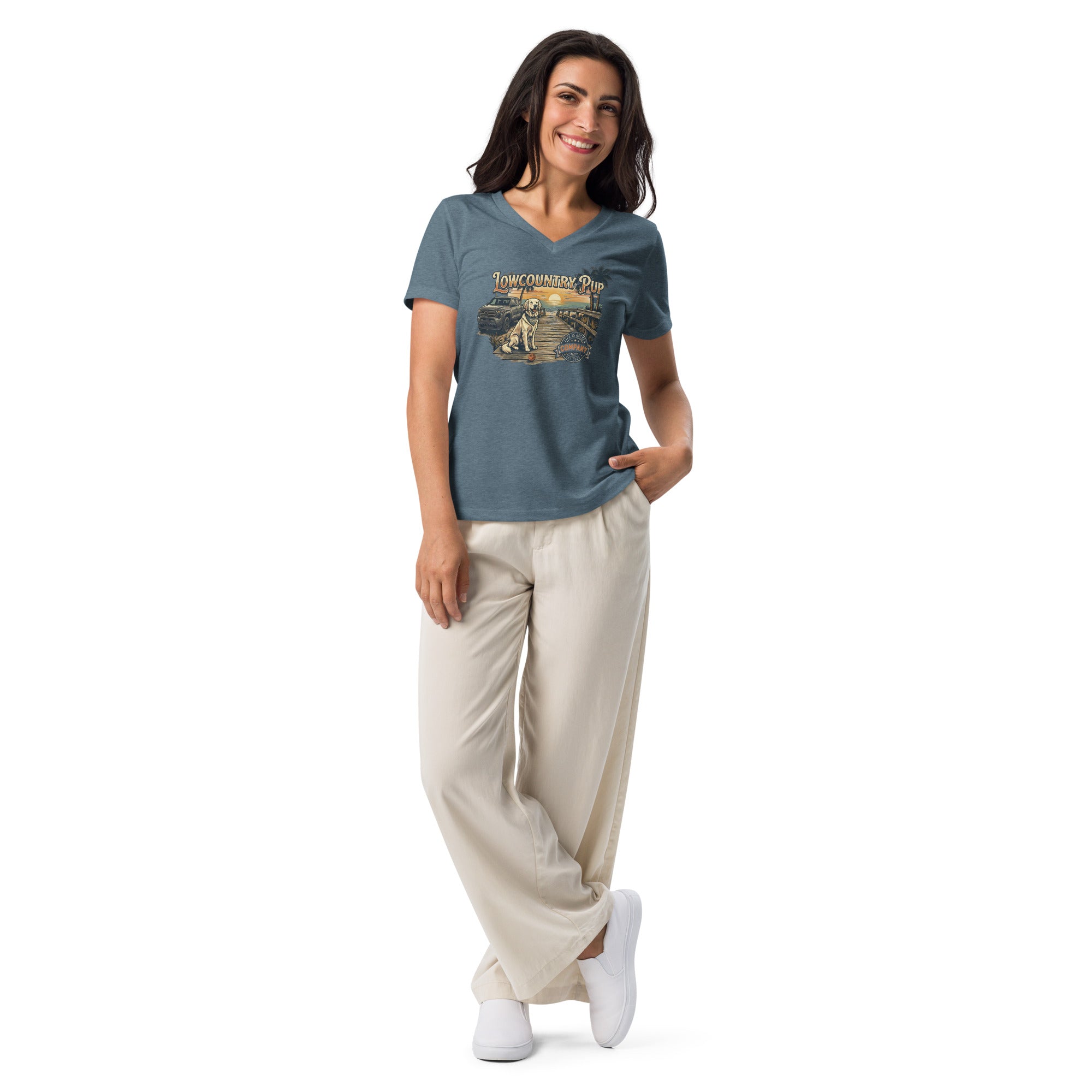 Lowcountry Pup Women’s relaxed v-neck t-shirt