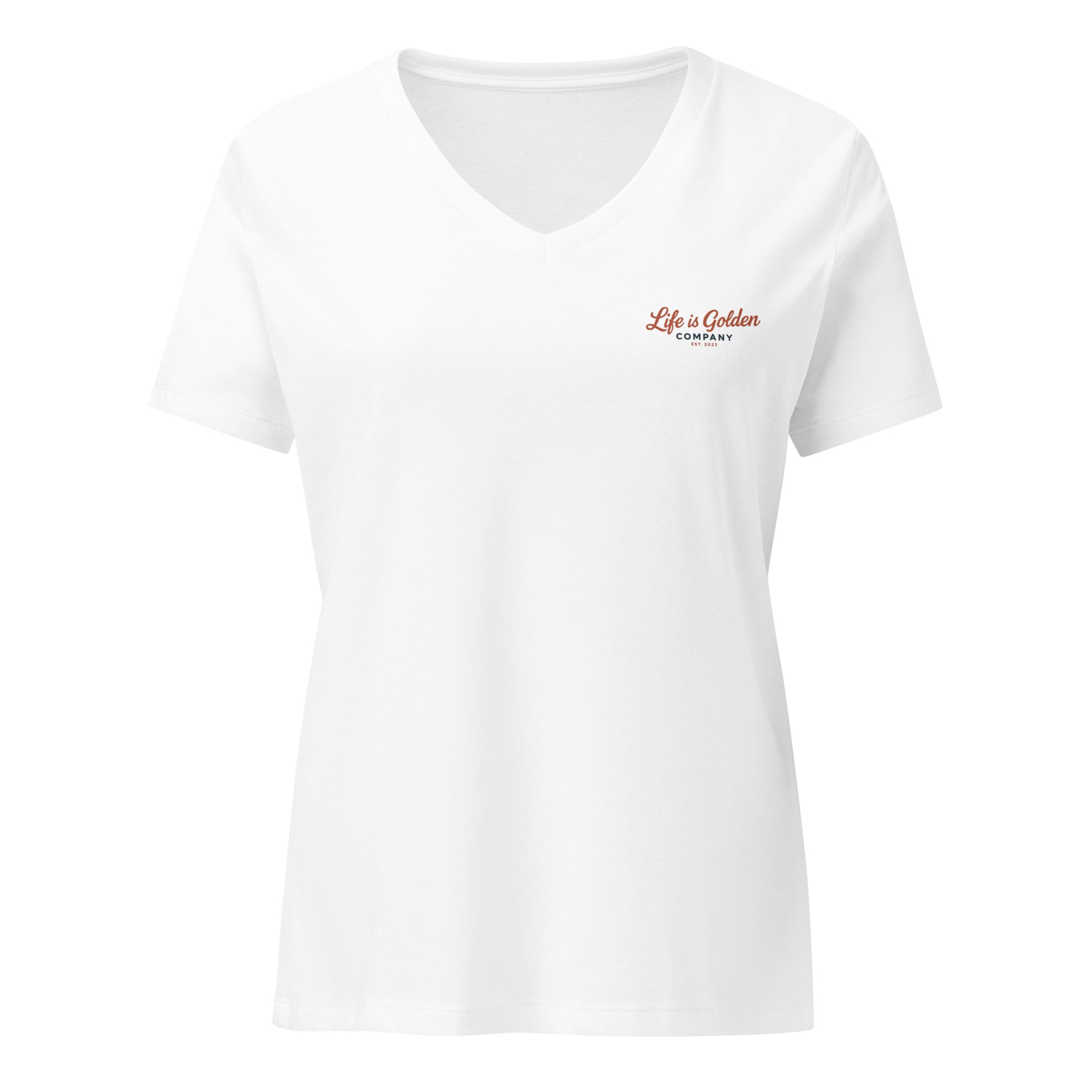 First Tracks - Golden Retriever Edition Women’s relaxed v-neck t-shirt