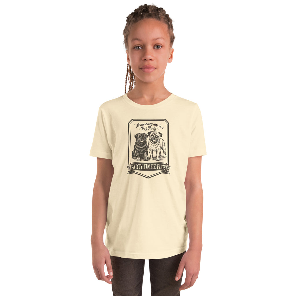 Party Time'Z Pugs Youth Short Sleeve T-Shirt