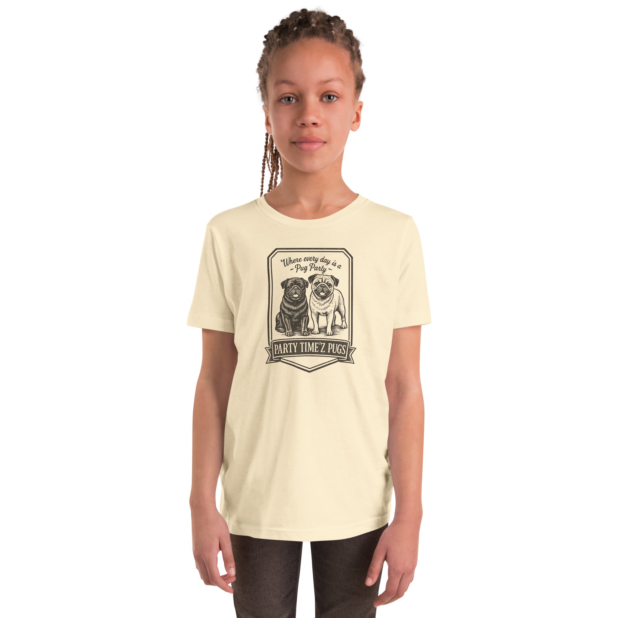 Party Time'Z Pugs Youth Short Sleeve T-Shirt