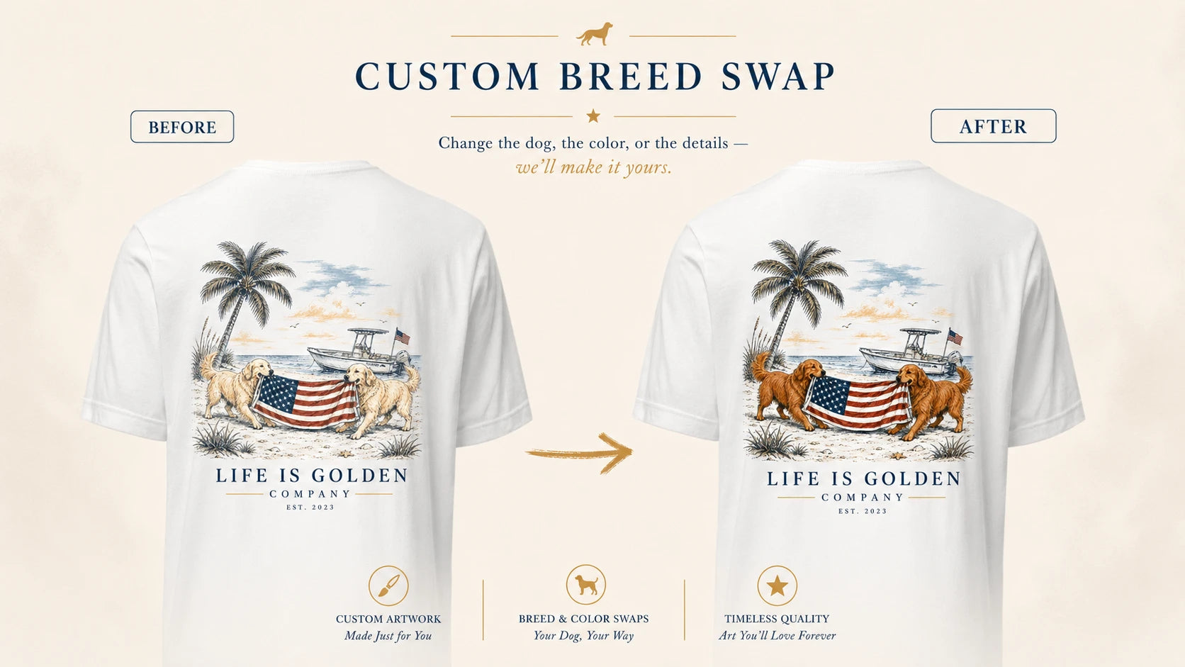 Custom breed swap — before and after