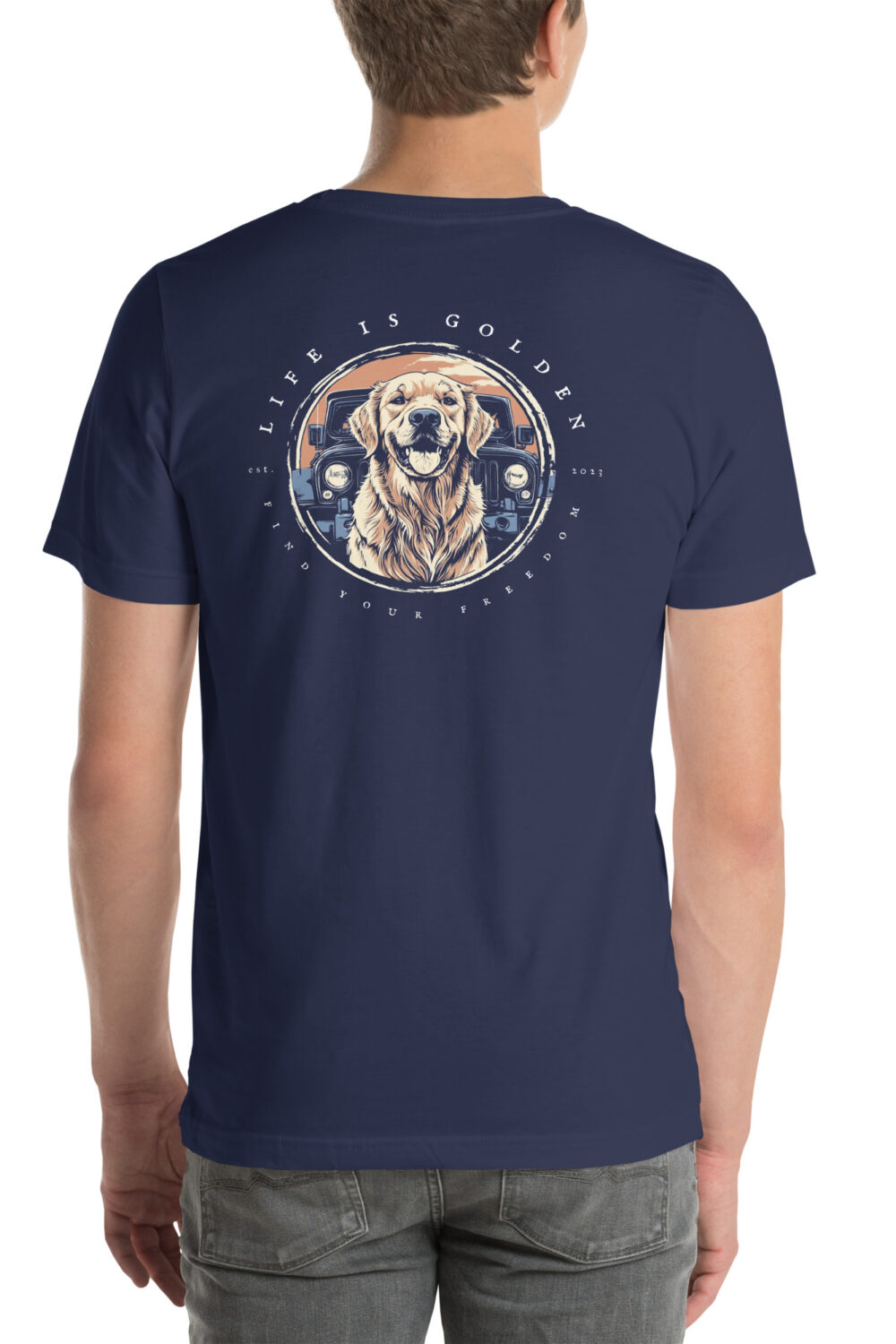 Jeep Badge Golden Retriever Tshirt