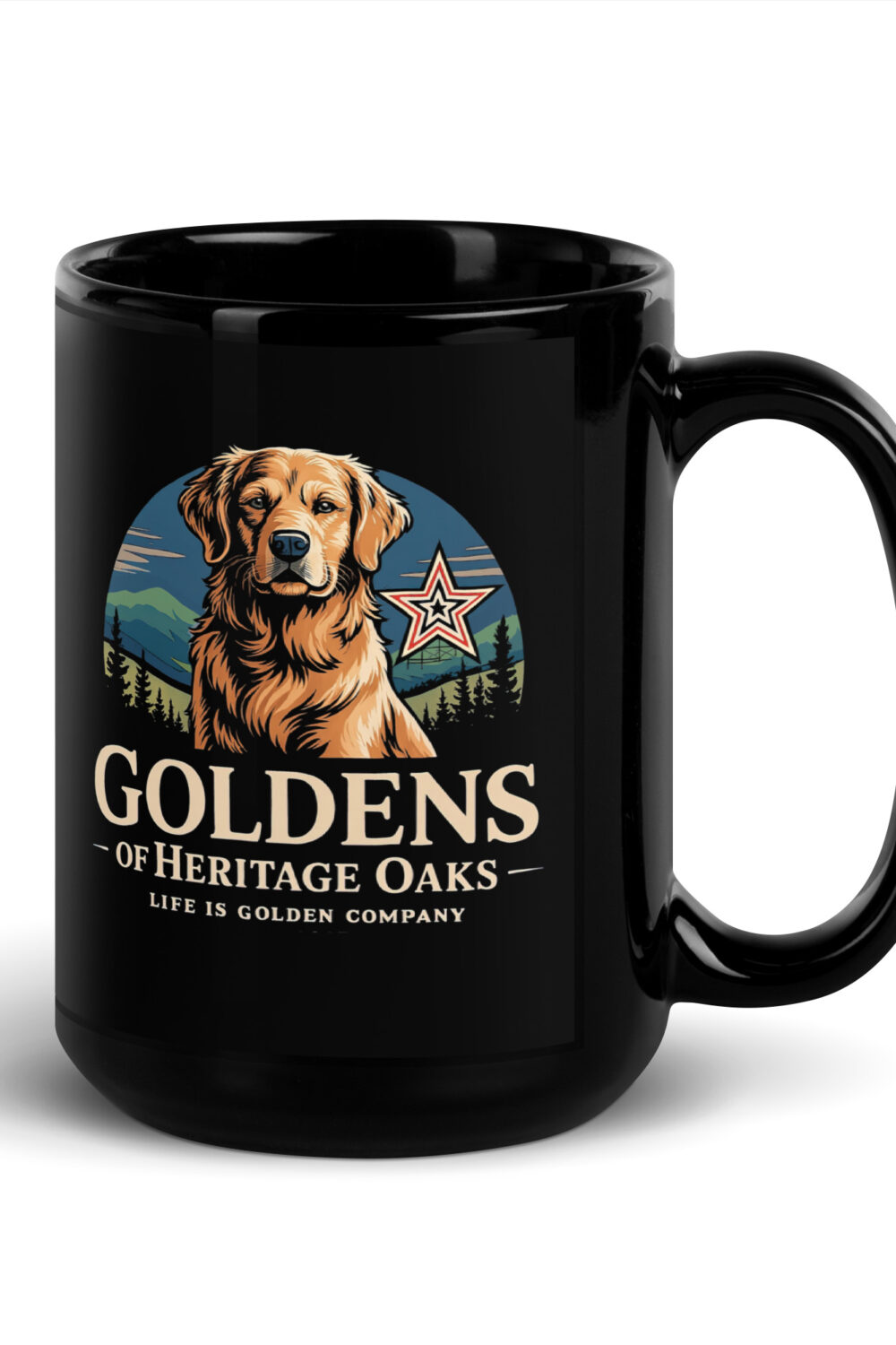 Heritage Oaks Black Glossy Mug