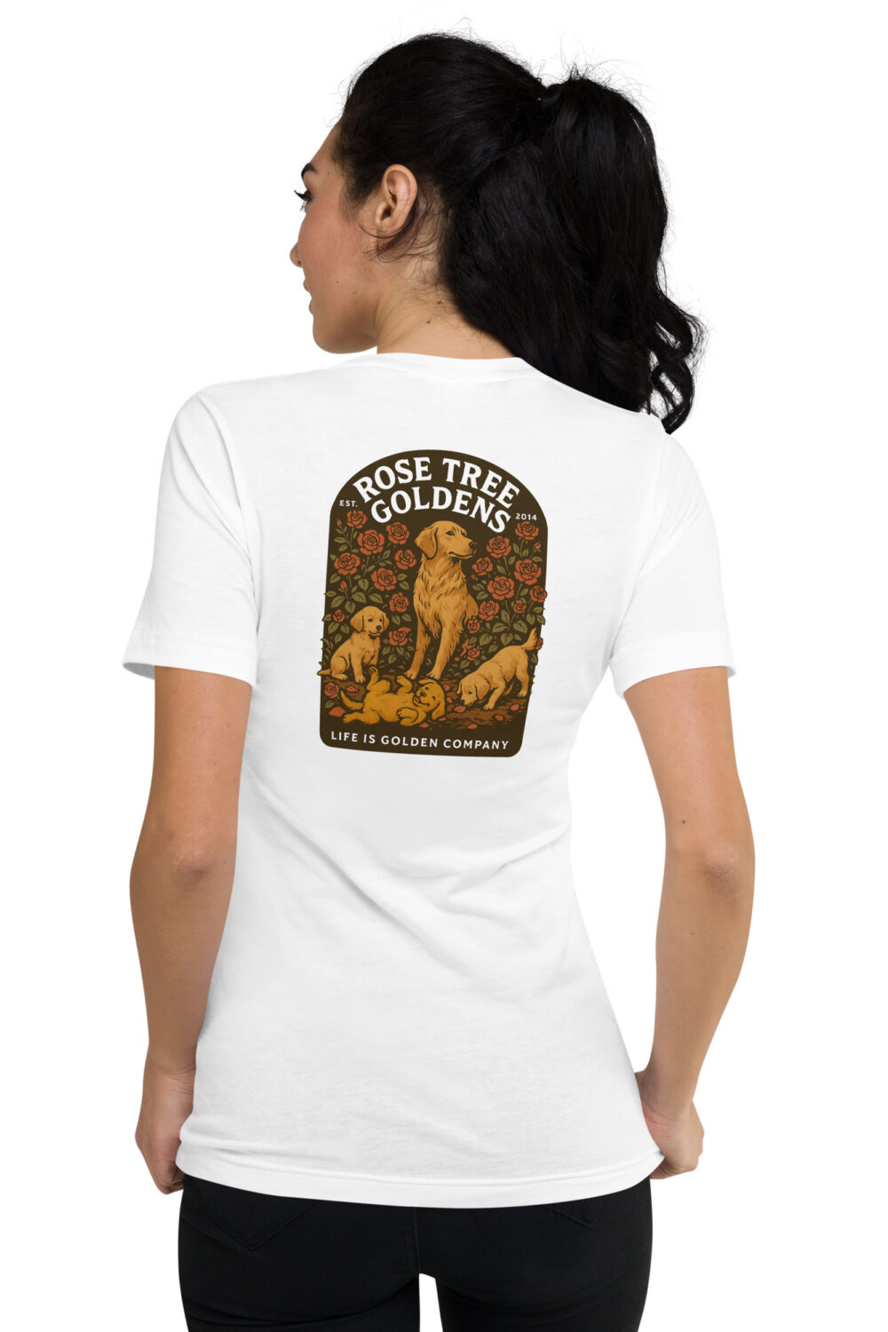 Rose Tree Goldens Custom V-Neck Tee